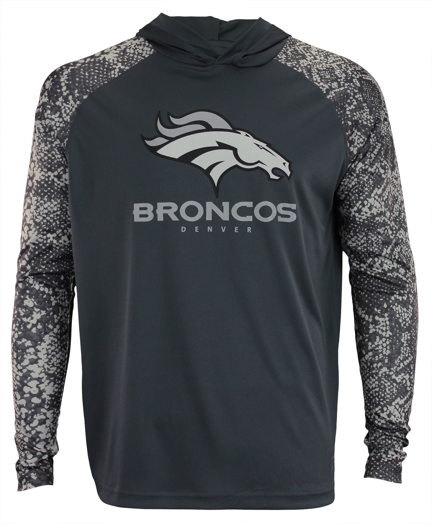 Zubaz NFL Men's Denver Broncos Gray Post Light Weight Hoodie