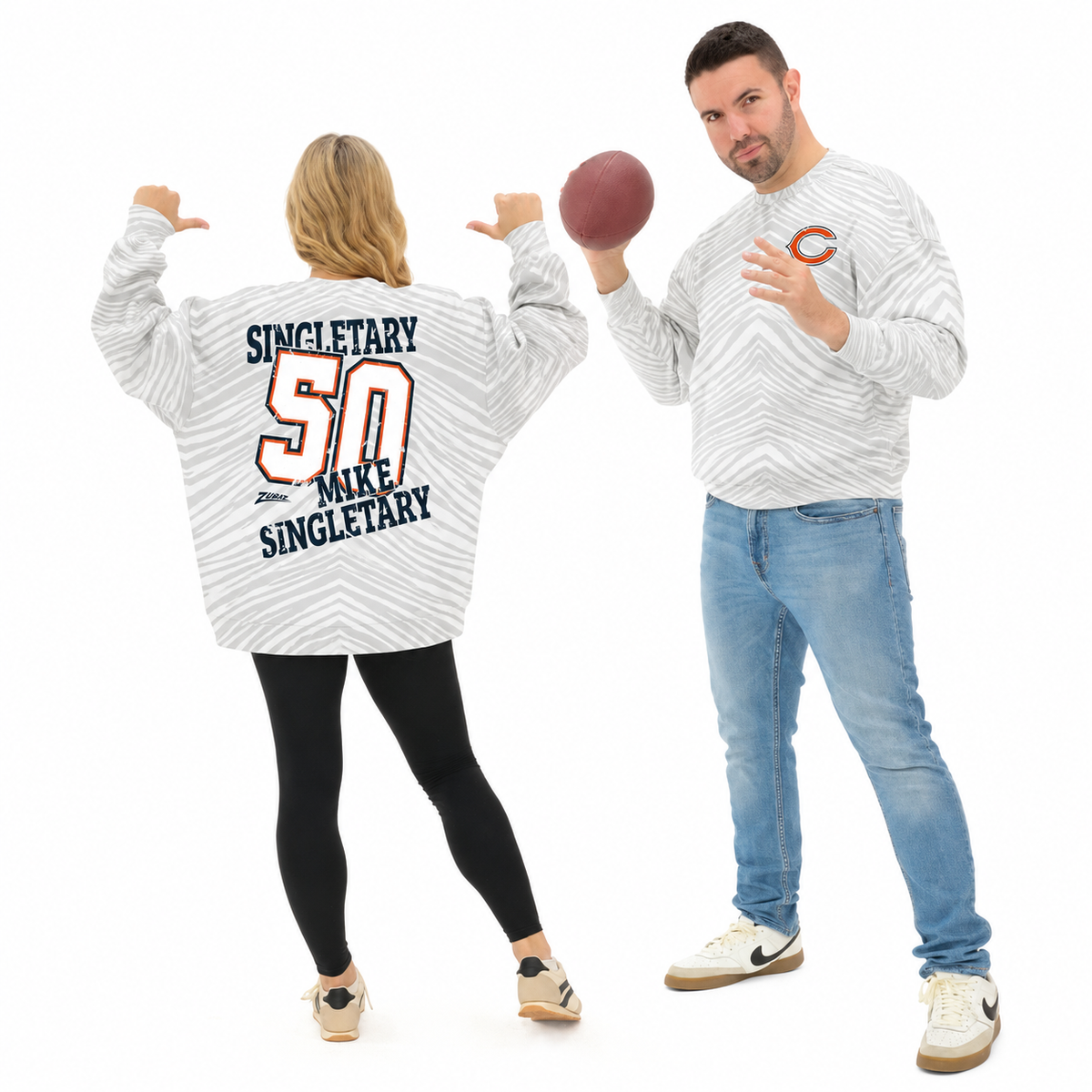 Mike Singletary - Chicago Bears Full Back Zebra Crewneck
