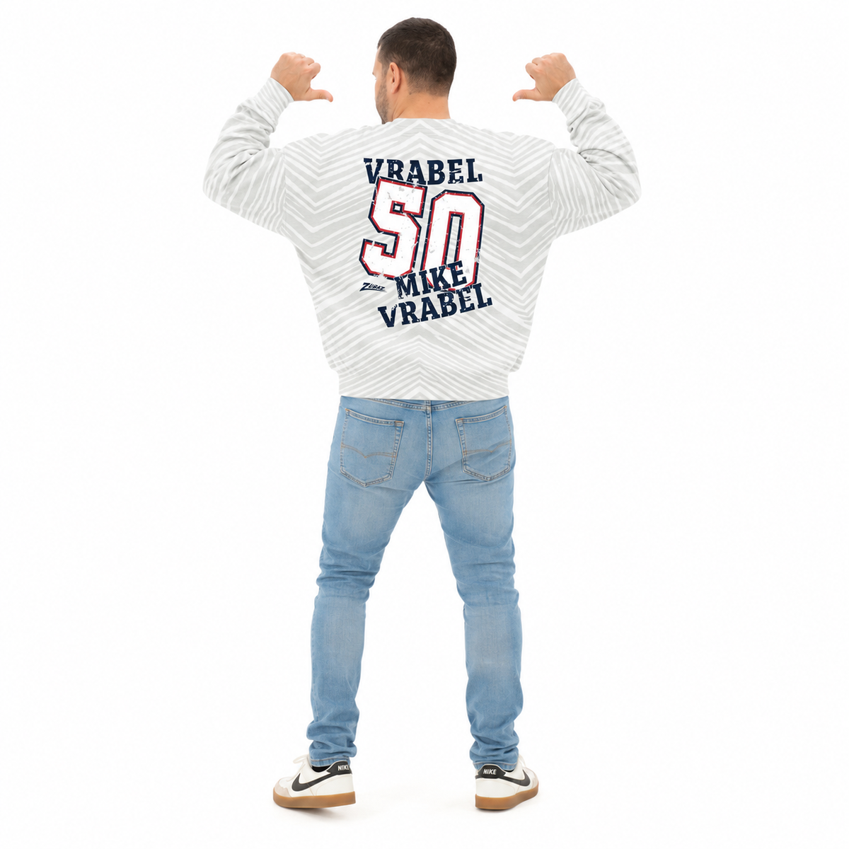 Mike Vrabel - New England Patriots Full Back Zebra Crewneck