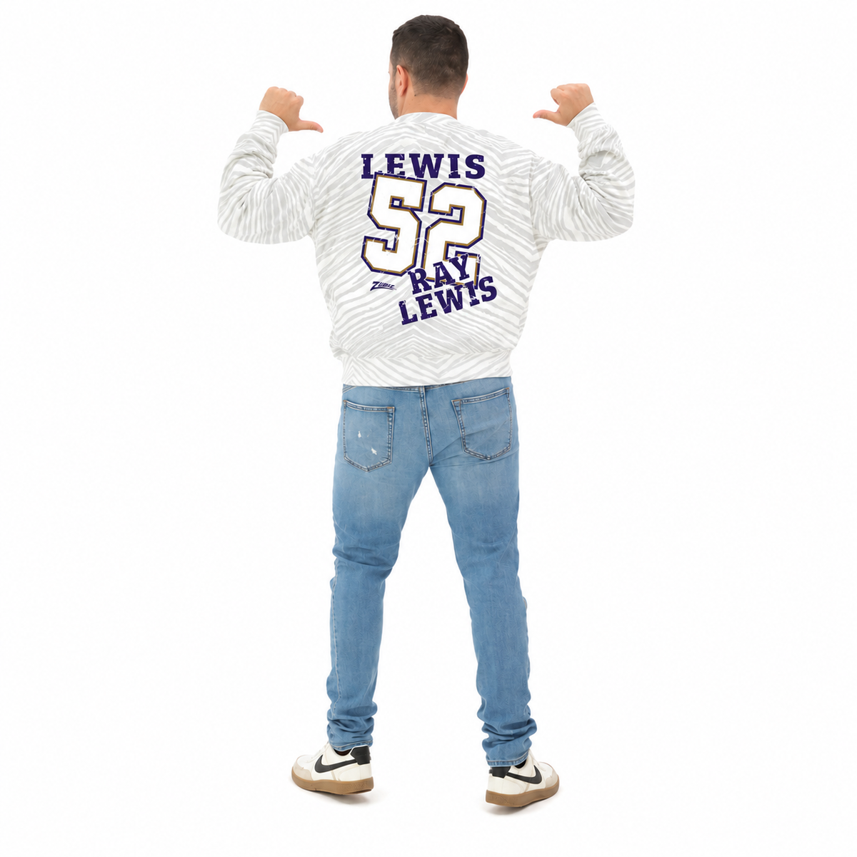 Ray Lewis - Baltimore Ravens Full Back Zebra Crewneck