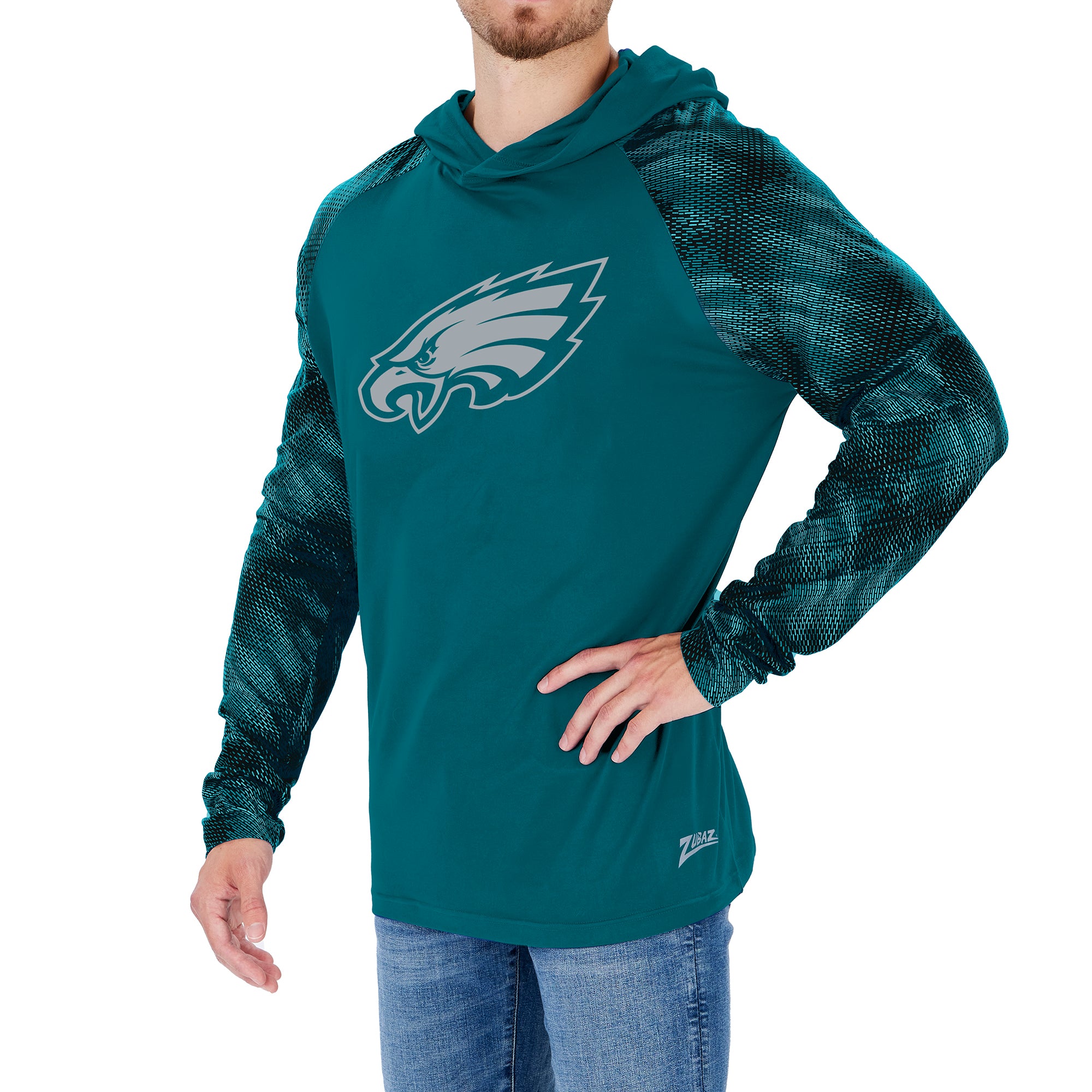 Zubaz NFL Men's Philadelphia Eagles Pullover Hoodie W/ Viper Print Sleeves