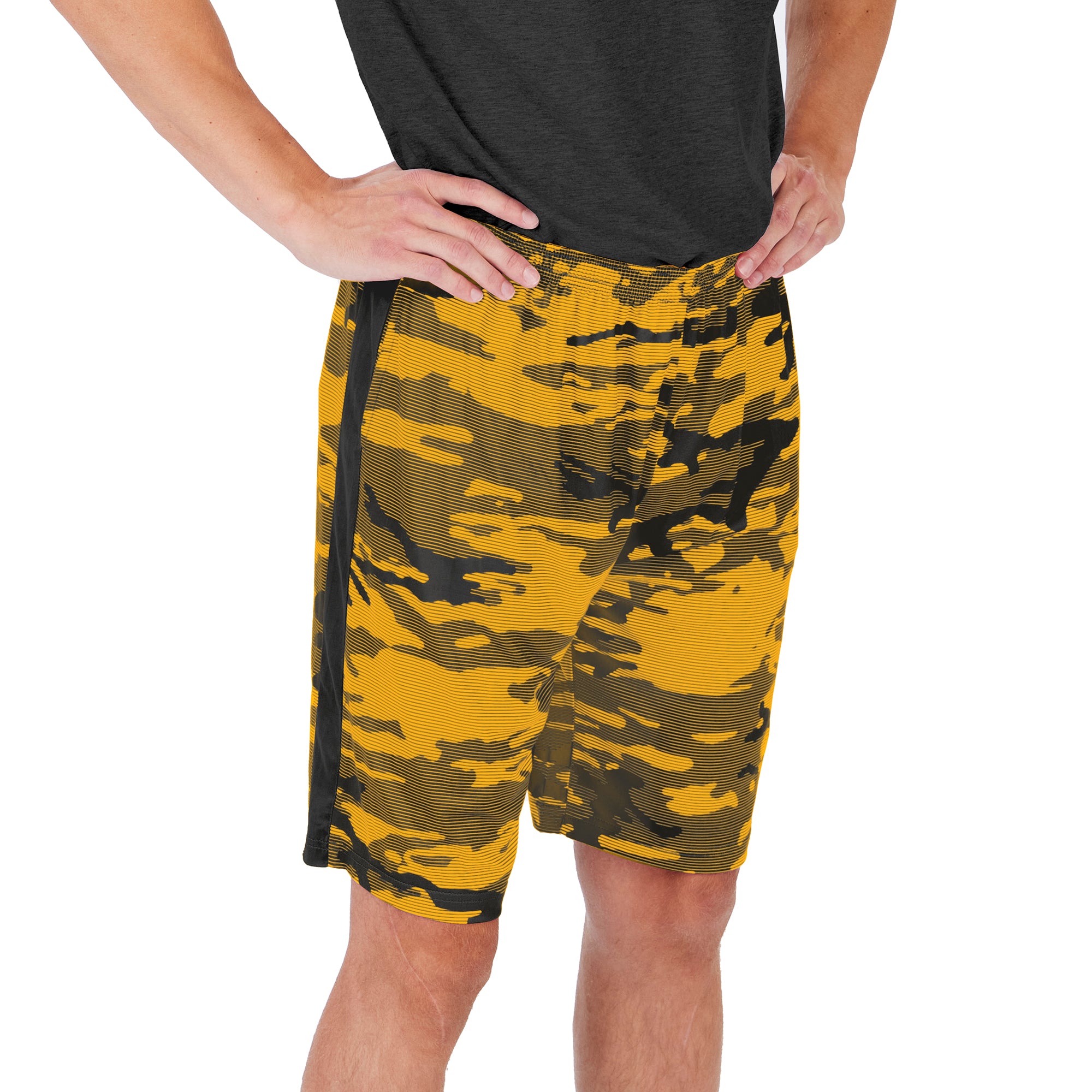 Zubaz Men's NFL Pittsburgh Steelers Lightweight Camo Lines Shorts with Logo