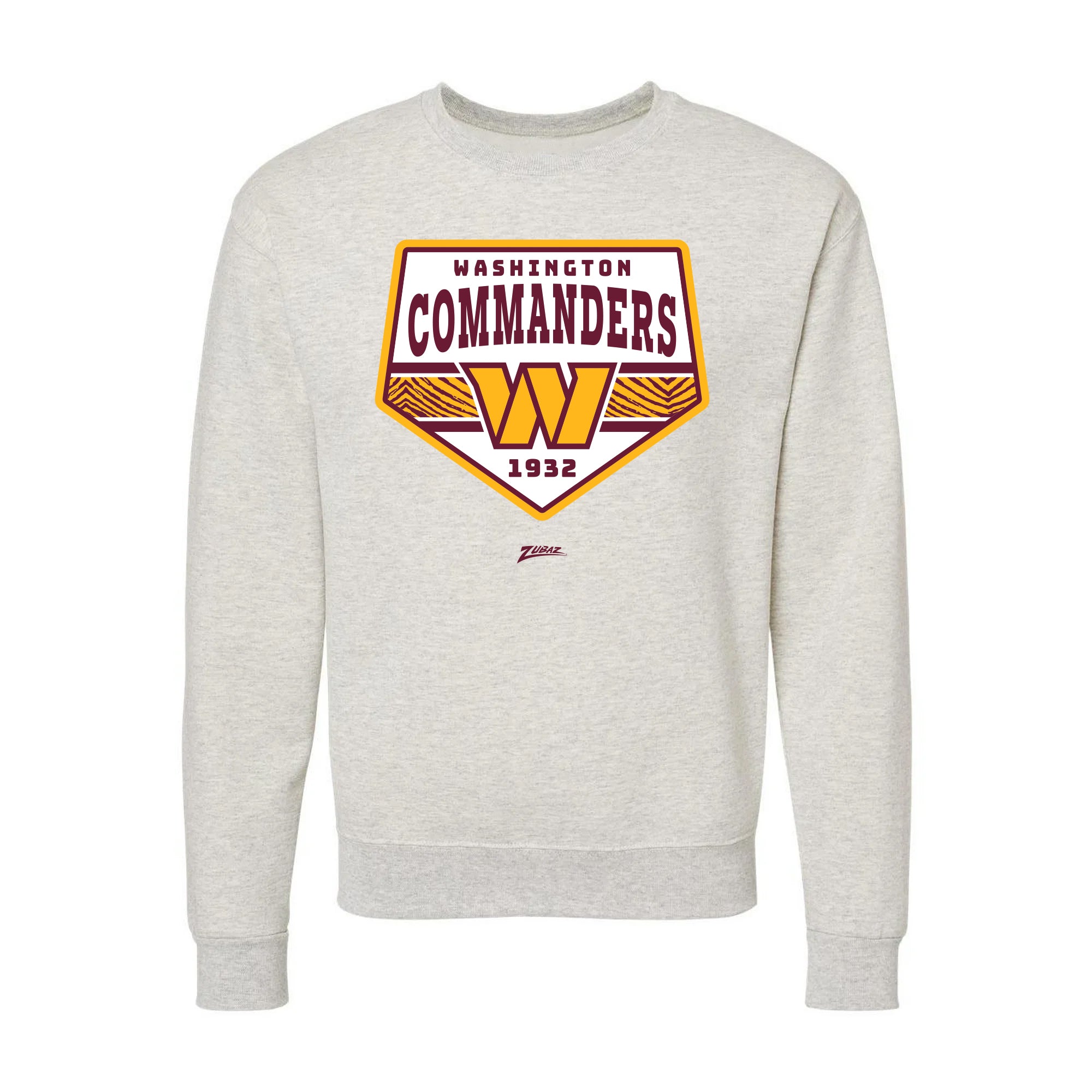 Zubaz NFL Washington Commanders Unisex Adult Men's & Women's Pullover Fleece Crew Neck Sweatshirt, Z2C Chip Shot, Oatmeal Heather