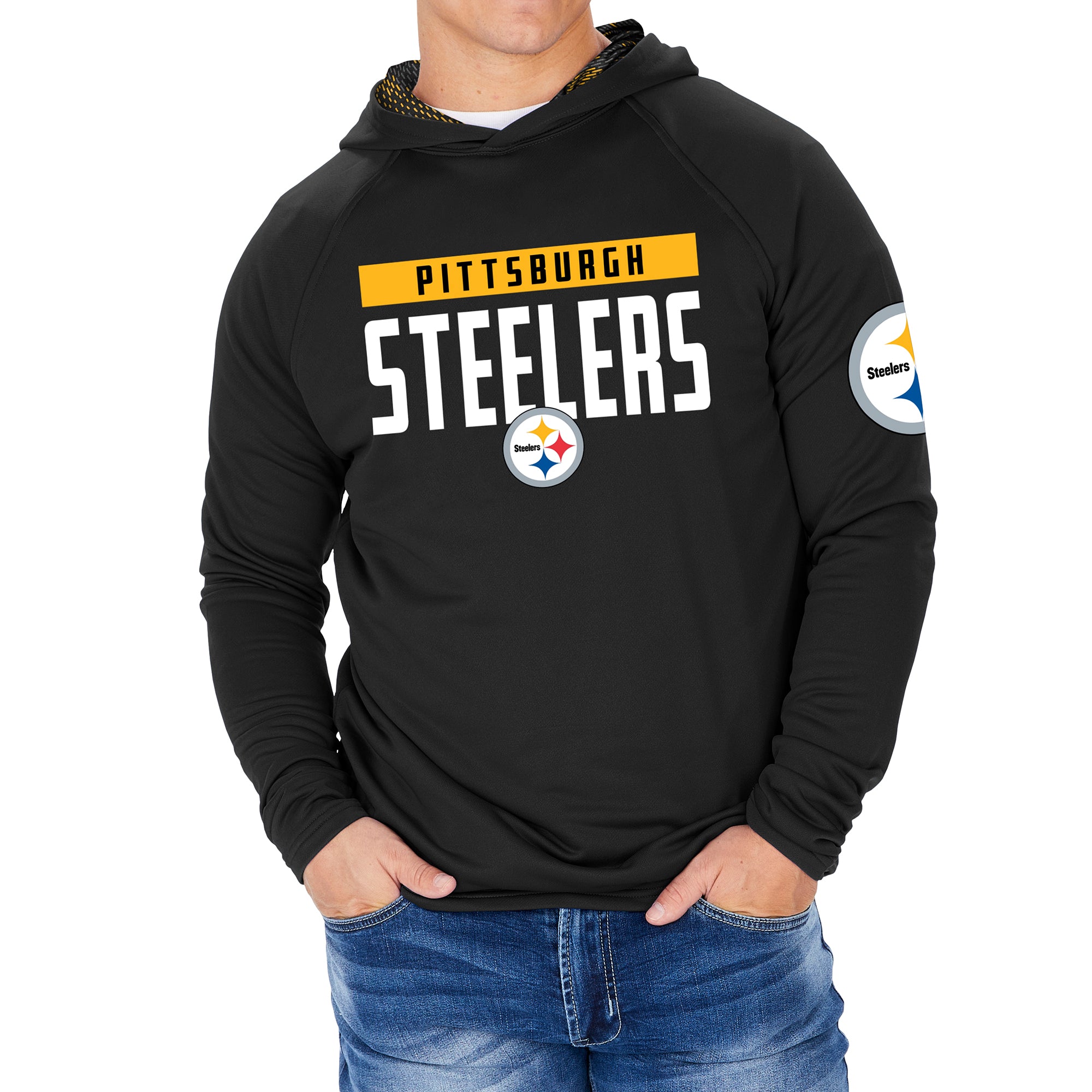 Zubaz NFL Men's Pittsburgh Steelers Team Color Hoodie W/ Viper Print Details