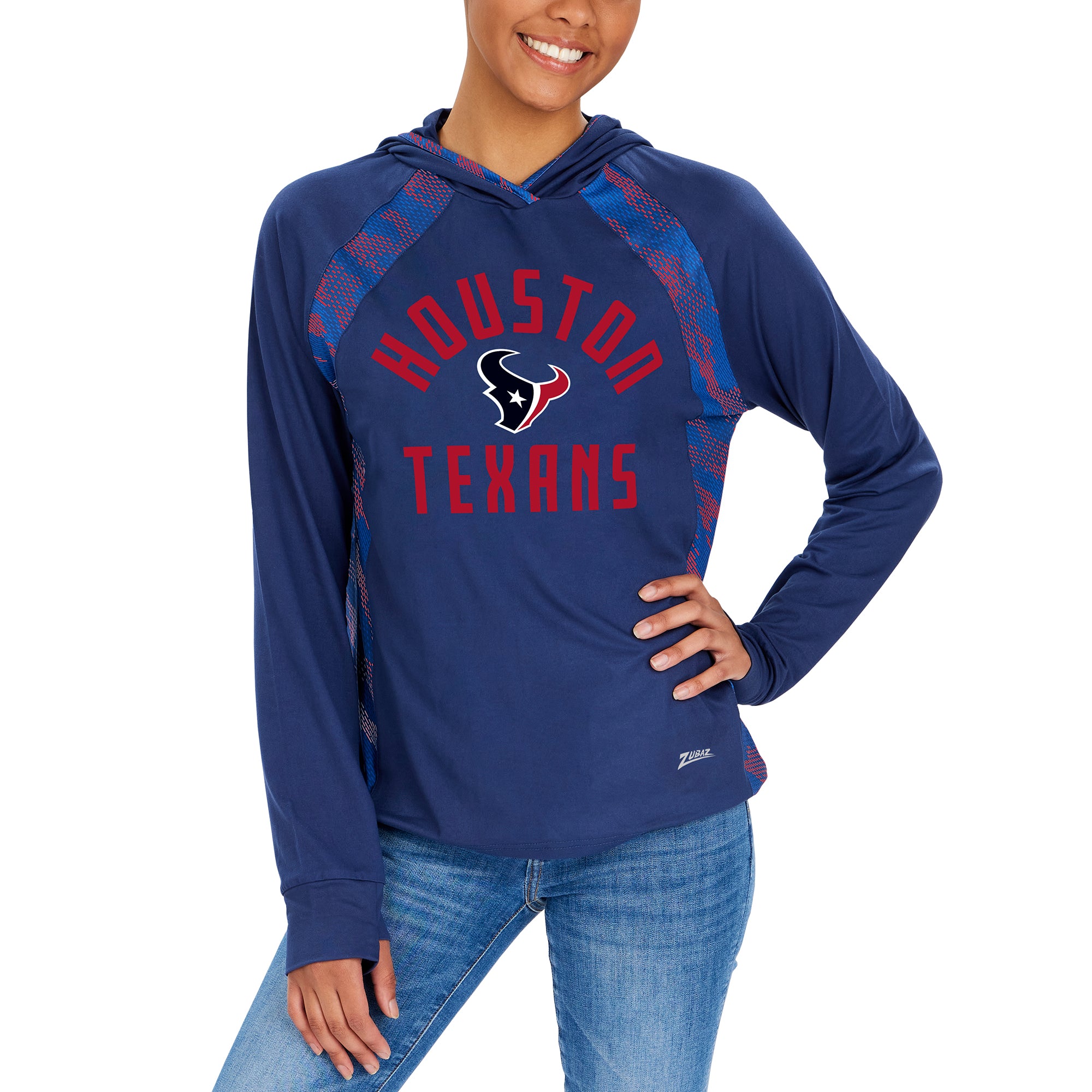 Zubaz NFL Women's Houston Texans Elevated Lightweight Hoodie Tonal Viper Print