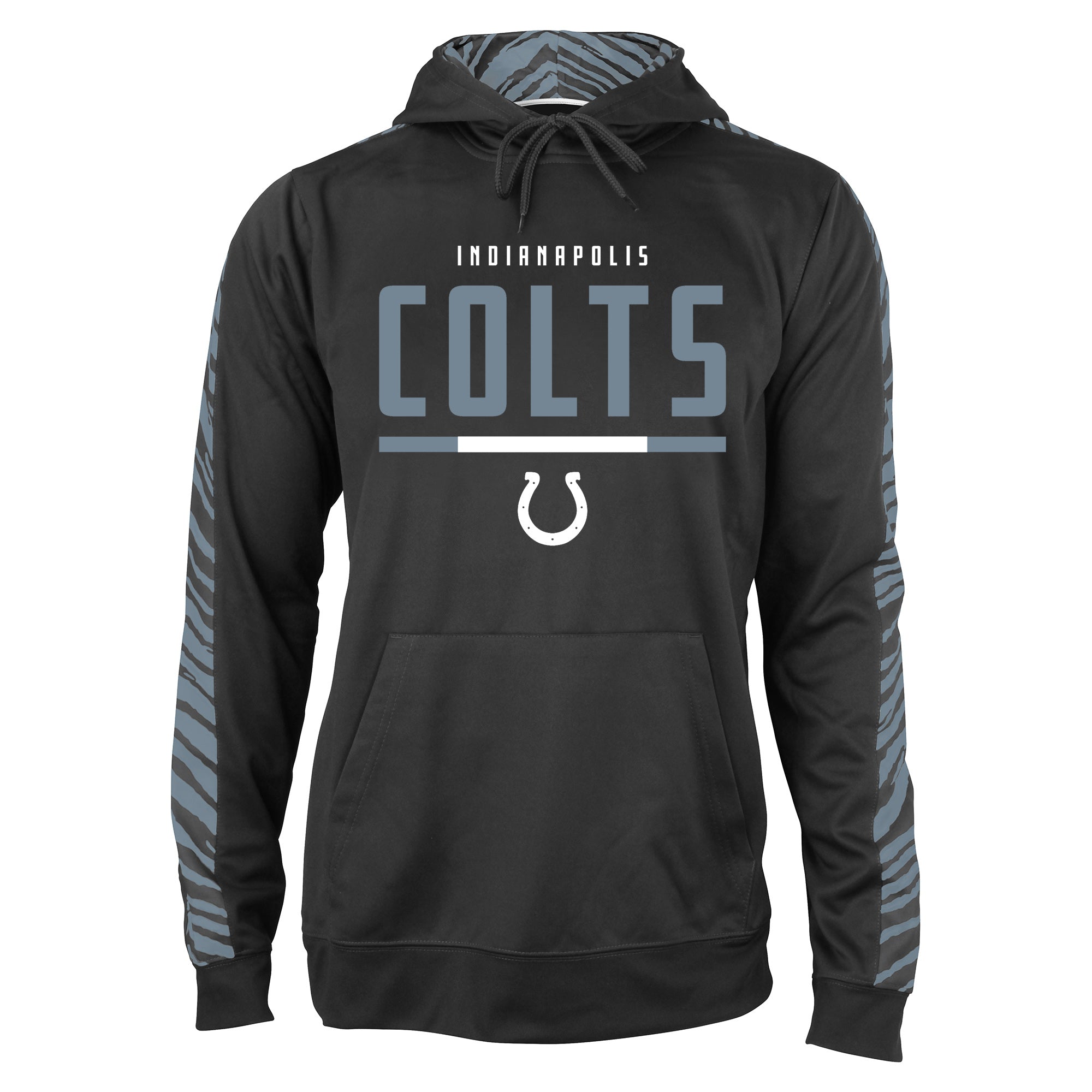 Zubaz NFL Men's Black and Grey Tonal Zebra Hoodie and Sleeve Indianapolis Colts