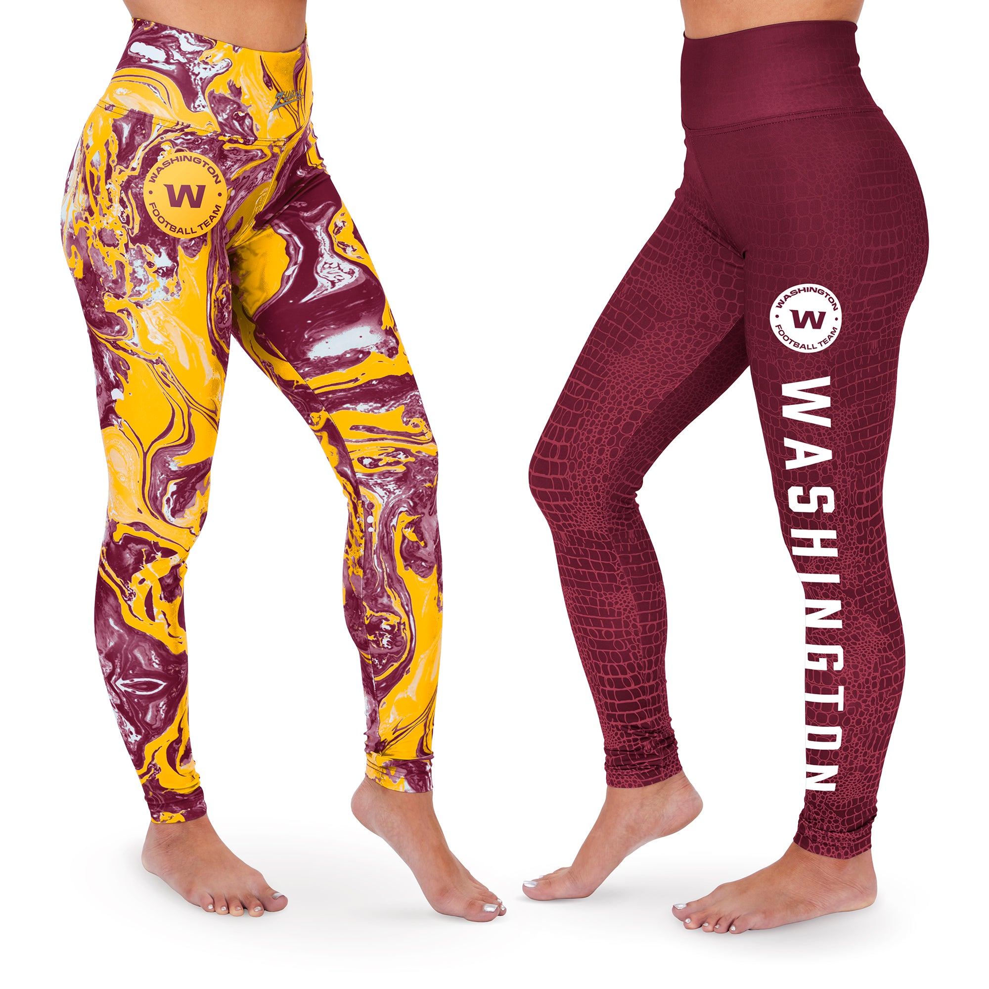 Zubaz NFL Women's Washington Football Team Swirl & Skin Fade 2 Pack Leggings