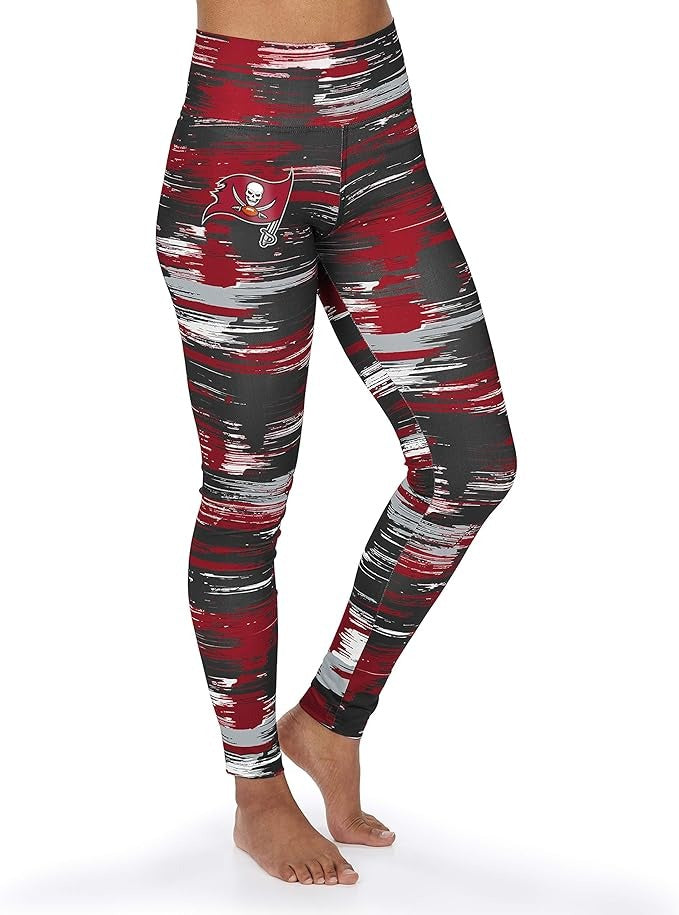 Zubaz NFL Women's Tampa Bay Buccaneers Brushed Paint Team Color Leggings