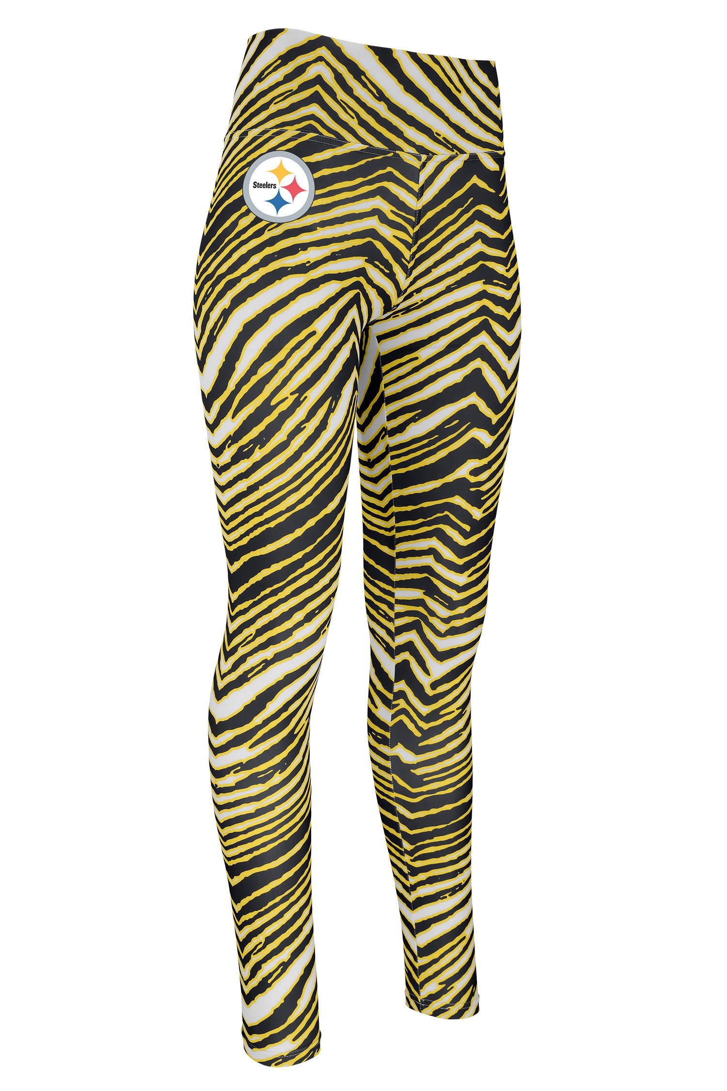 Zubaz NFL Women's Basic Zebra Print Legging, Pittsburgh Steelers