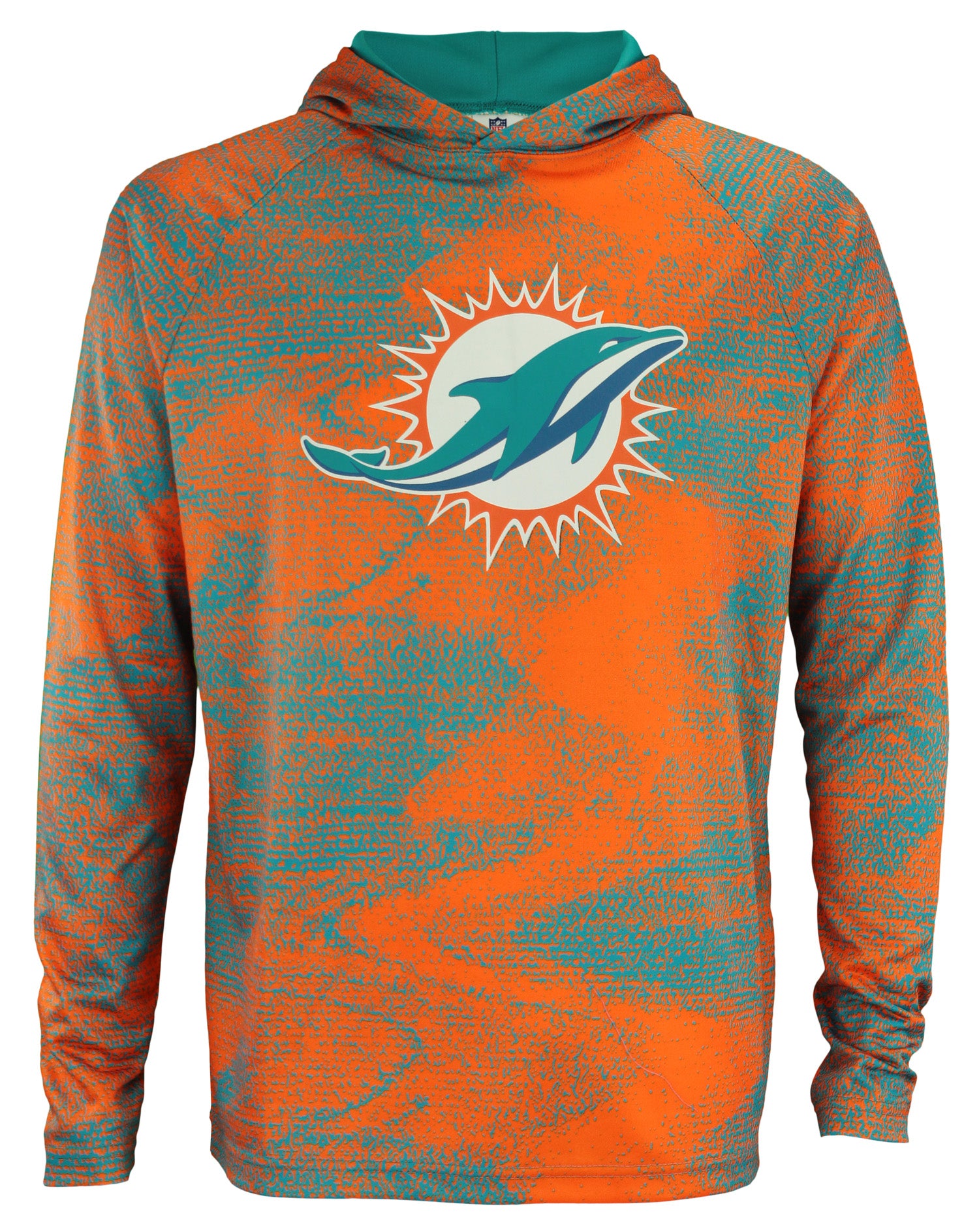 Zubaz NFL Miami Dolphins Men's Static Body Lightweight French Terry Hoodie