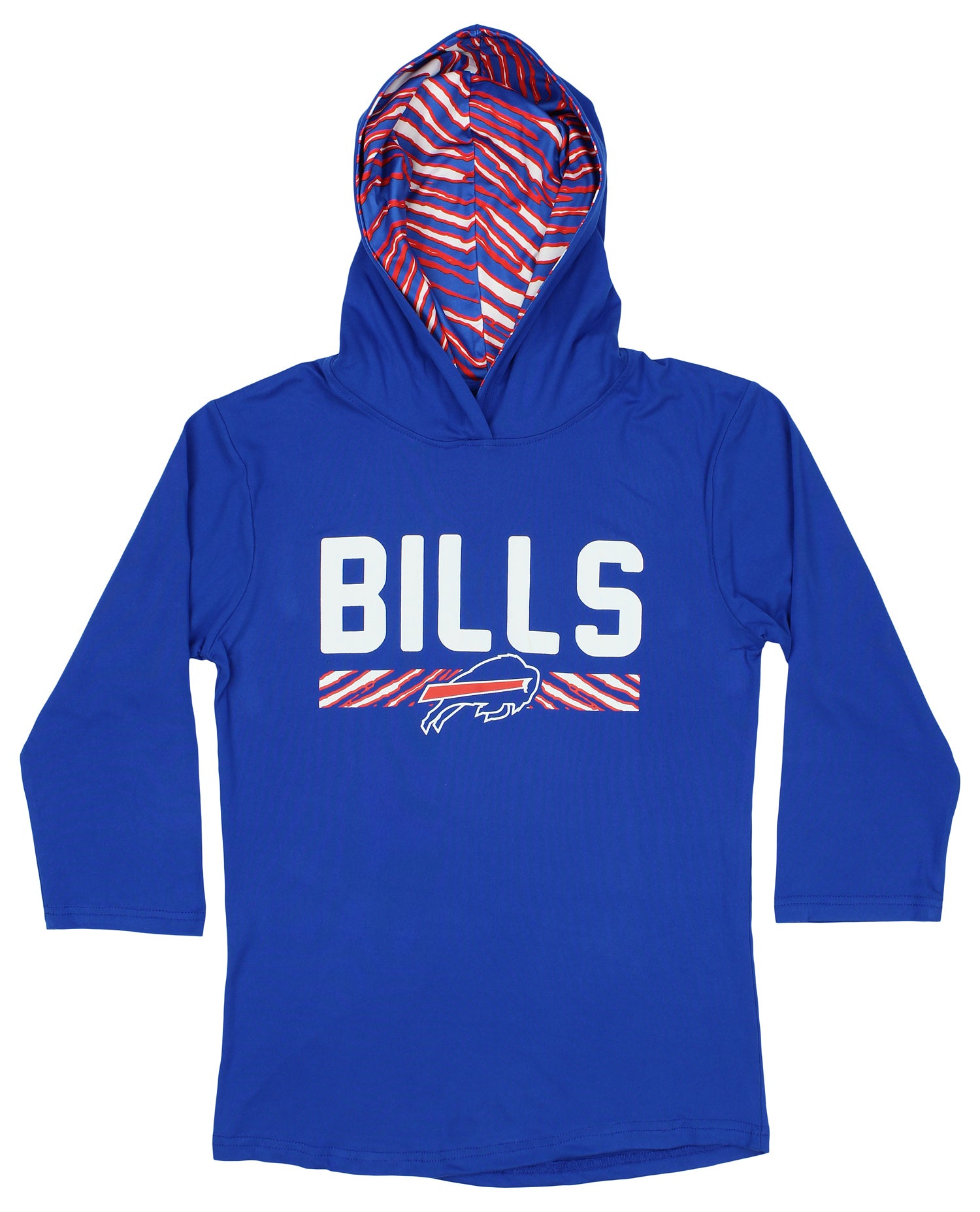 Zubaz NFL Women's Buffalo Bills 3/4 Sleeves Hoodie With Classic Zebra Print Accents