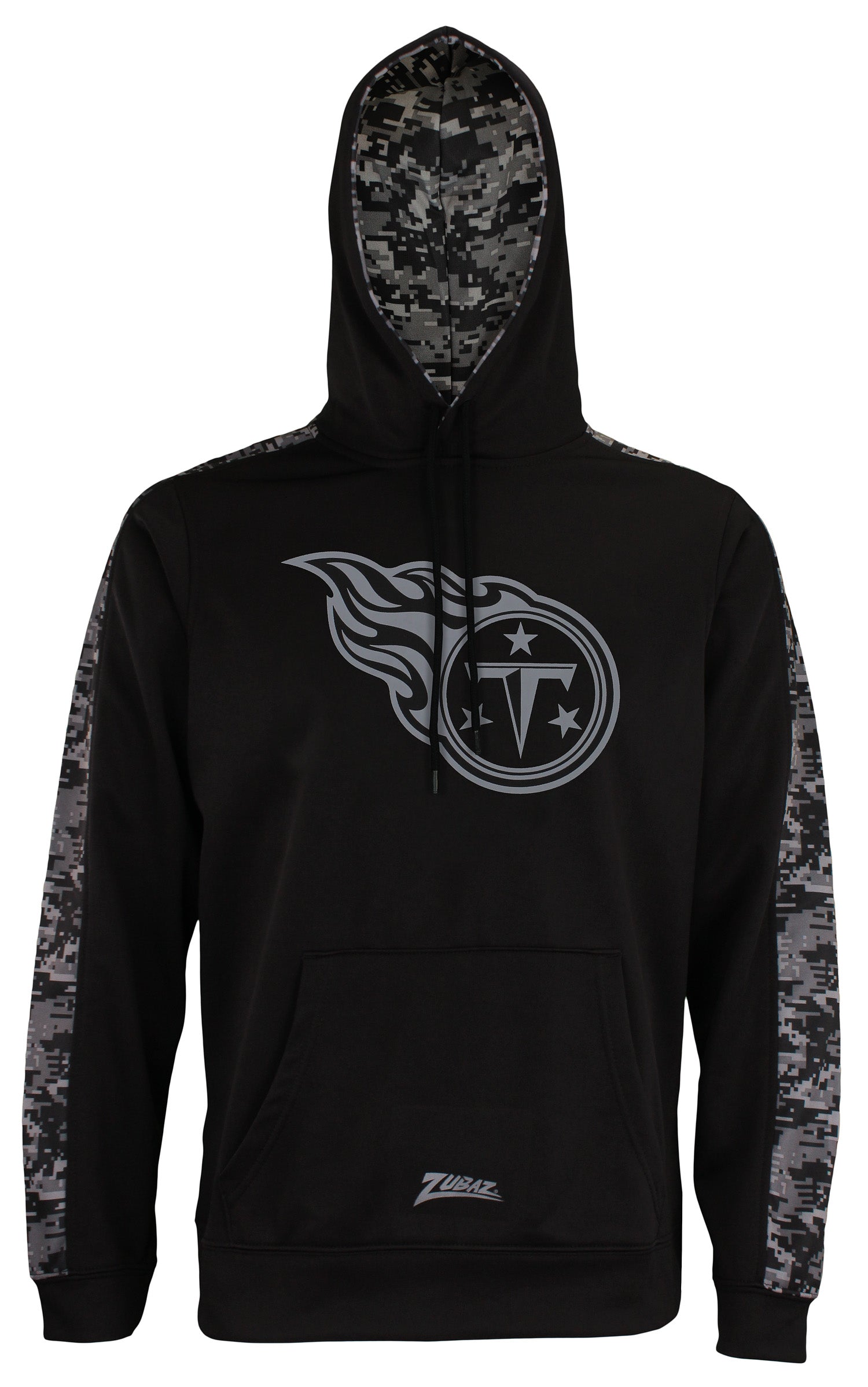 Zubaz Men's NFL Tennessee Titans Black Digi Camo Pullover Hoodie