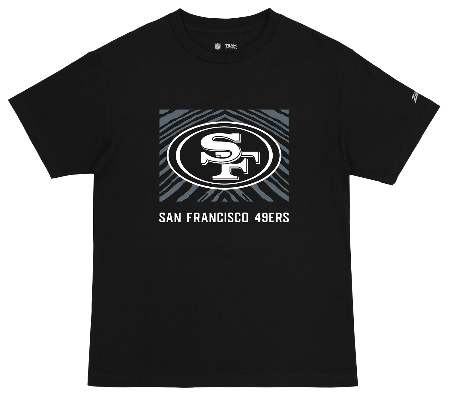 Zubaz NFL Unisex Cotton Heavyweight Short Sleeve T-shirt Black With Grey Tonal Tunnel Logo for Men and Women, San Francisco 49ers