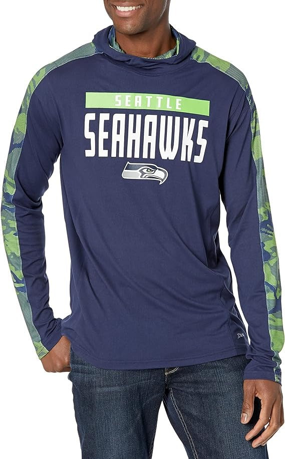 Zubaz NFL Men's Seattle Seahawks Lightweight Elevated Hoodie with Camo Accents