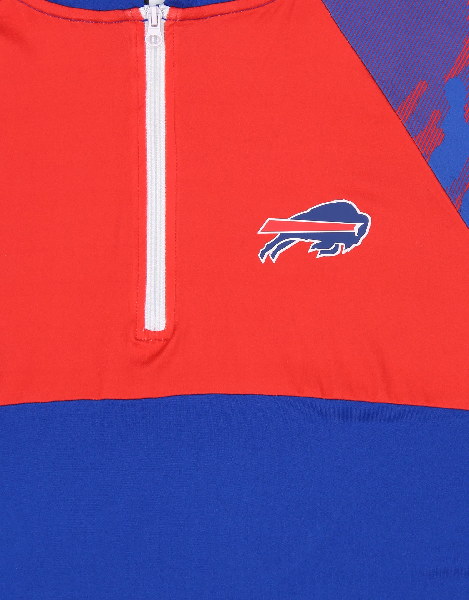 Zubaz NFL BUFFALO BILLS TEAM COLOR BLOCK LIGHTWEIGHT HOOD W/ 1/4 ZIPPER & CAMO LINES SLEEVES