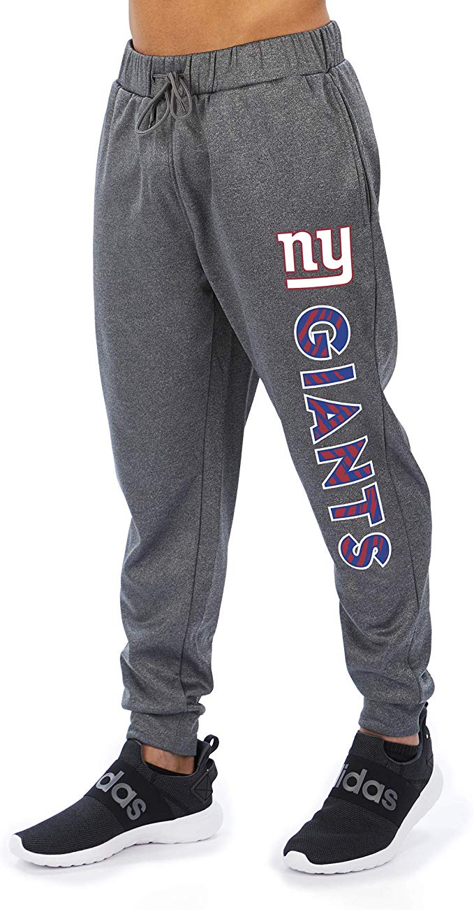 Zubaz NFL Football Men’s New York Giants Gameday Zebra Wordmark Poly Fleece Jogger Pant