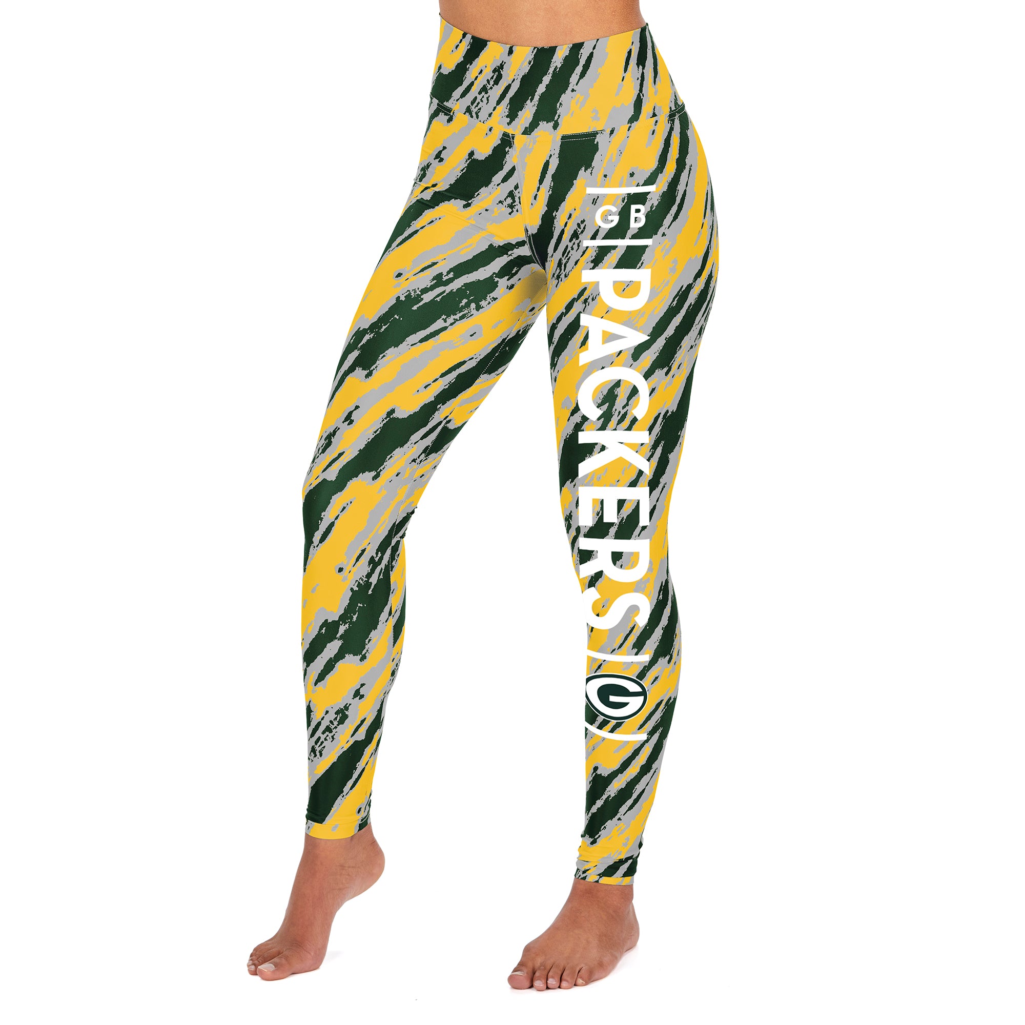 Zubaz NFL Women's Green Bay Packers Diagonal Streak Leggings