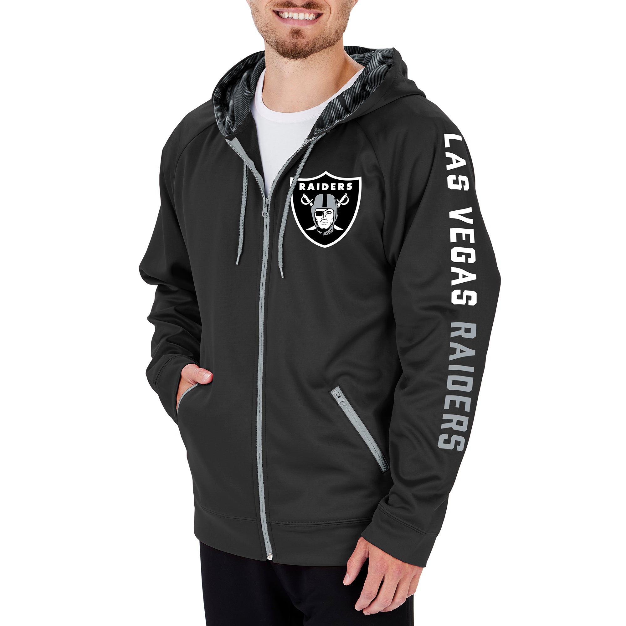 Zubaz Men's NFL Las Vegas Raiders Full Zip Camo Hoodie