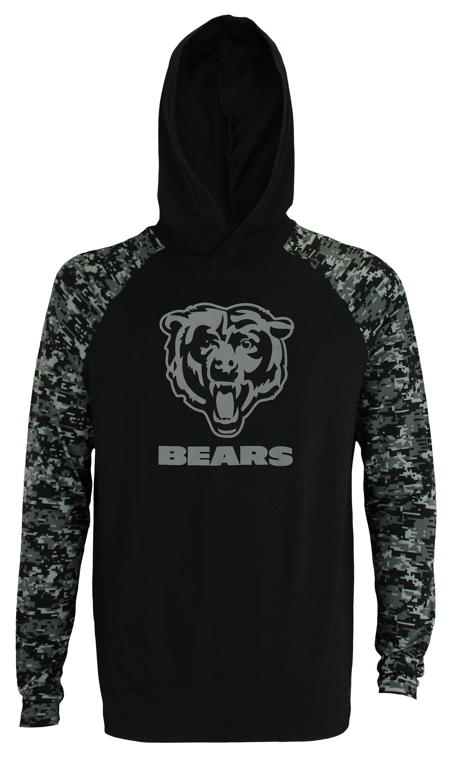 Zubaz NFL Men's Chicago Bears Solid Body Digital Camo Trim Hoodie, Black