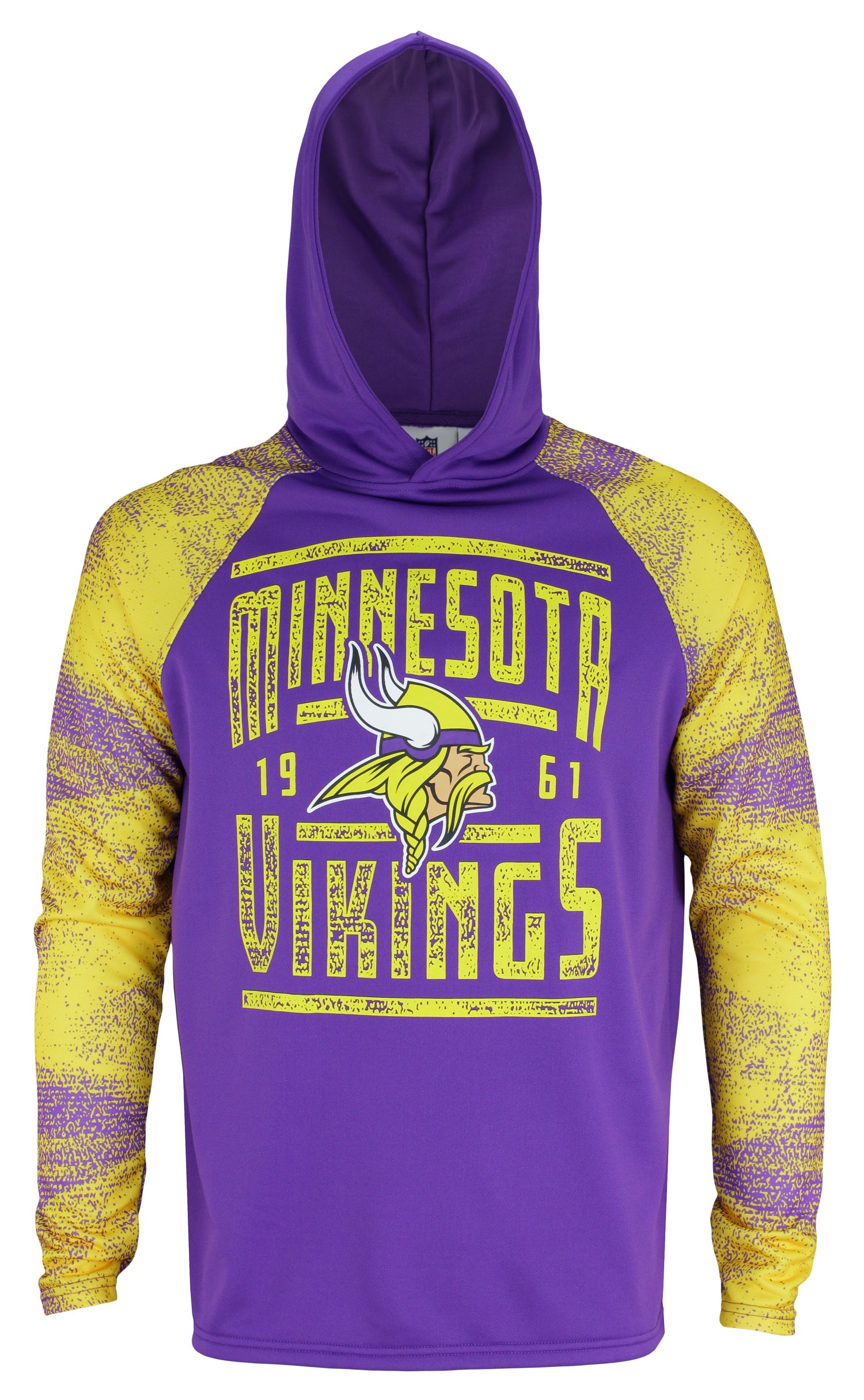 Zubaz NFL Men's Minnesota Vikings Light Weight Pullover Hoodie with Static Sleeves