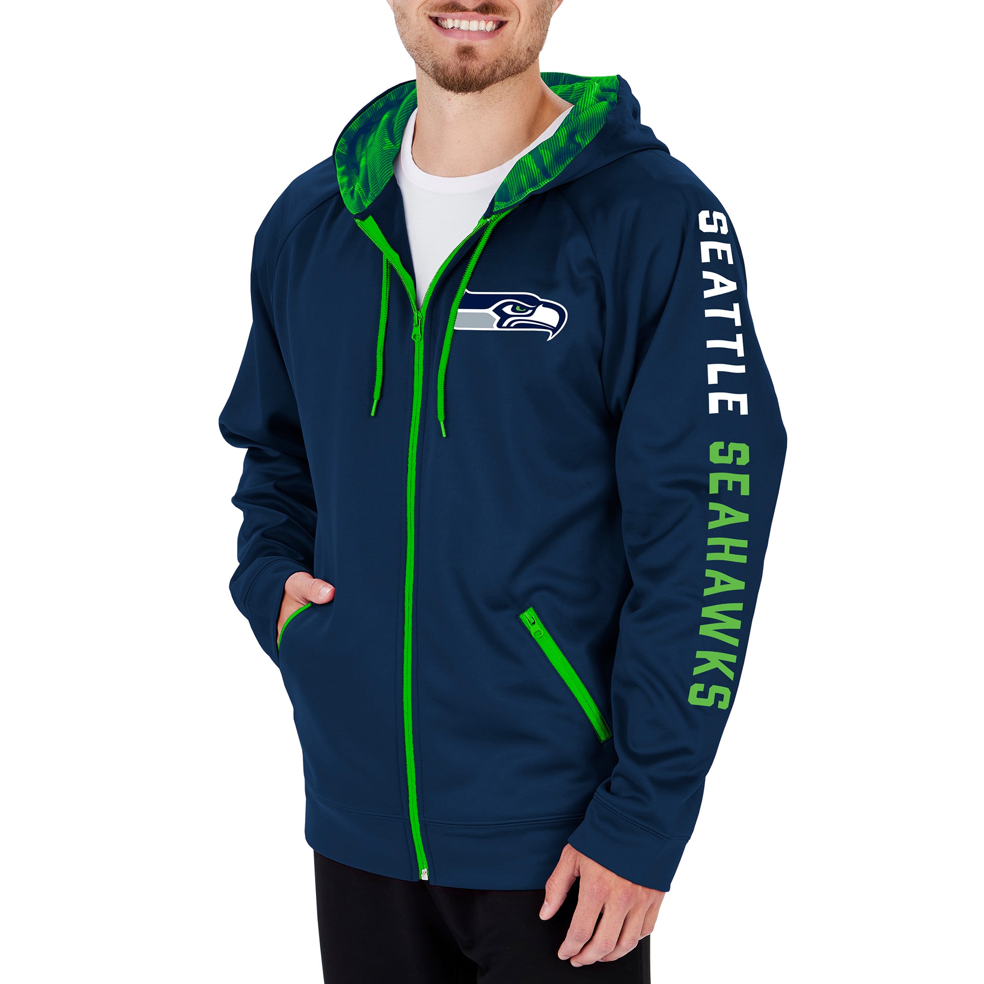 Zubaz Men's NFL Seattle Seahawks Full Zip Camo Hoodie