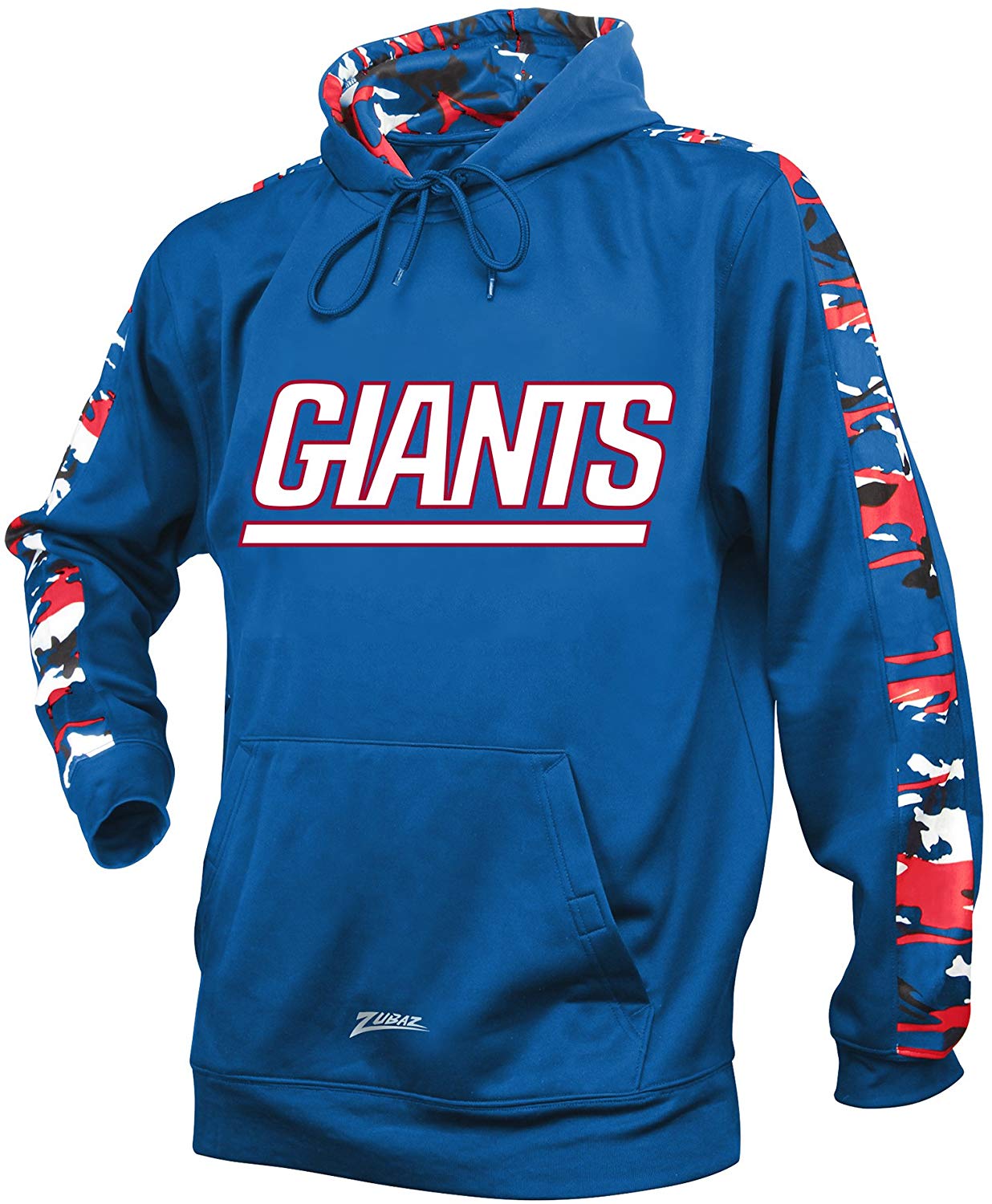 Zubaz NFL Men's New York Giants Pullover Hoodie with Camo Print, Blue/Red