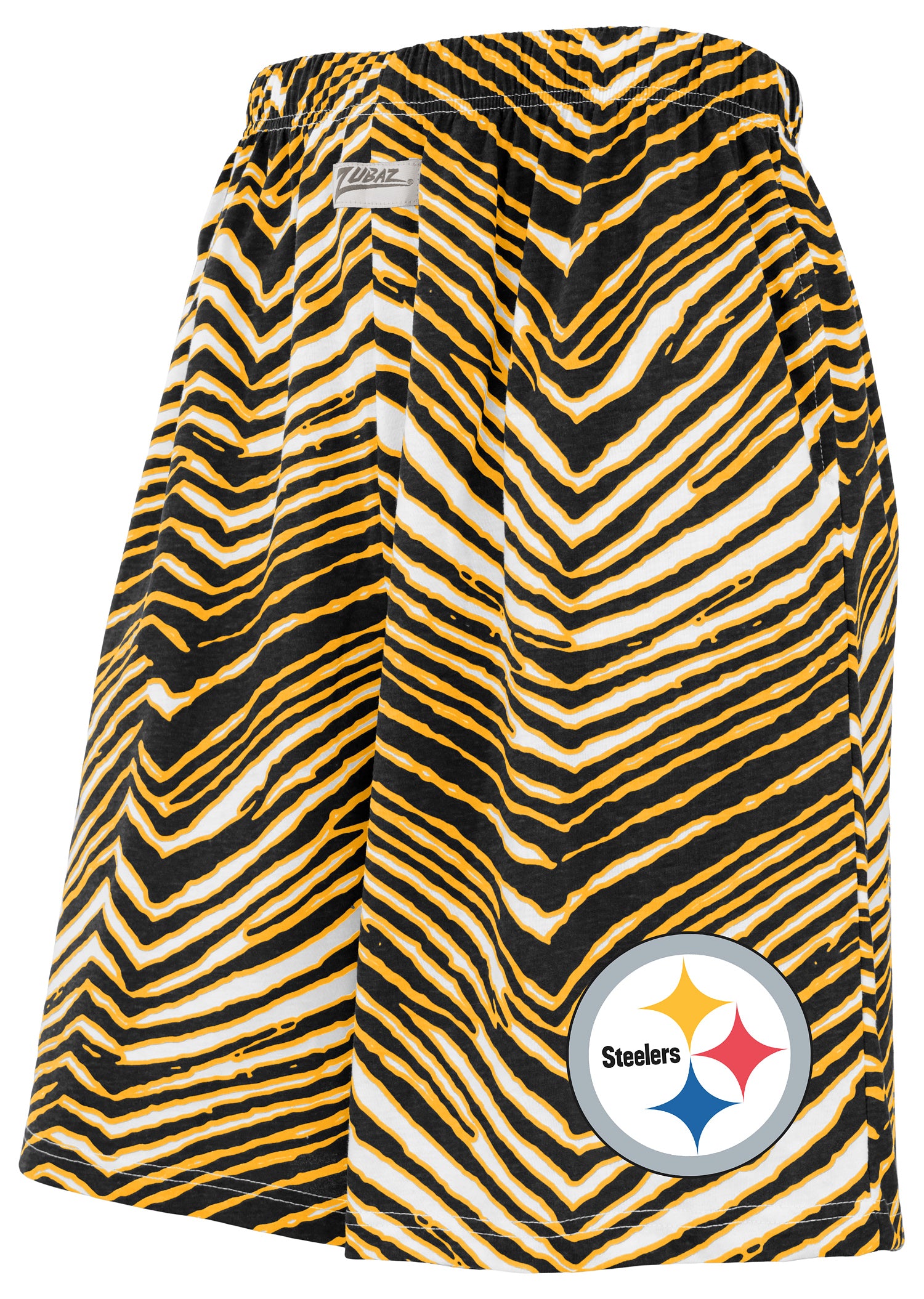 Zubaz NFL Adult Unisex Z88 Zebra Short for Men and Women, Pittsburgh Steelers