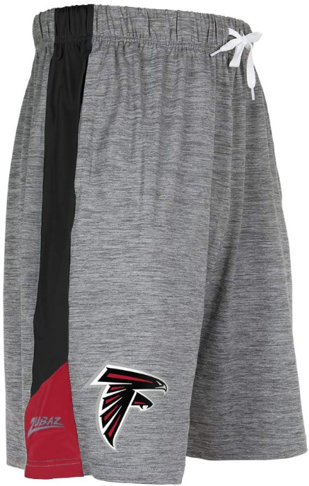 Zubaz NFL Football Men's Atlanta Falcons Tonal Gray Space Dye W/Solid Stripe Shorts