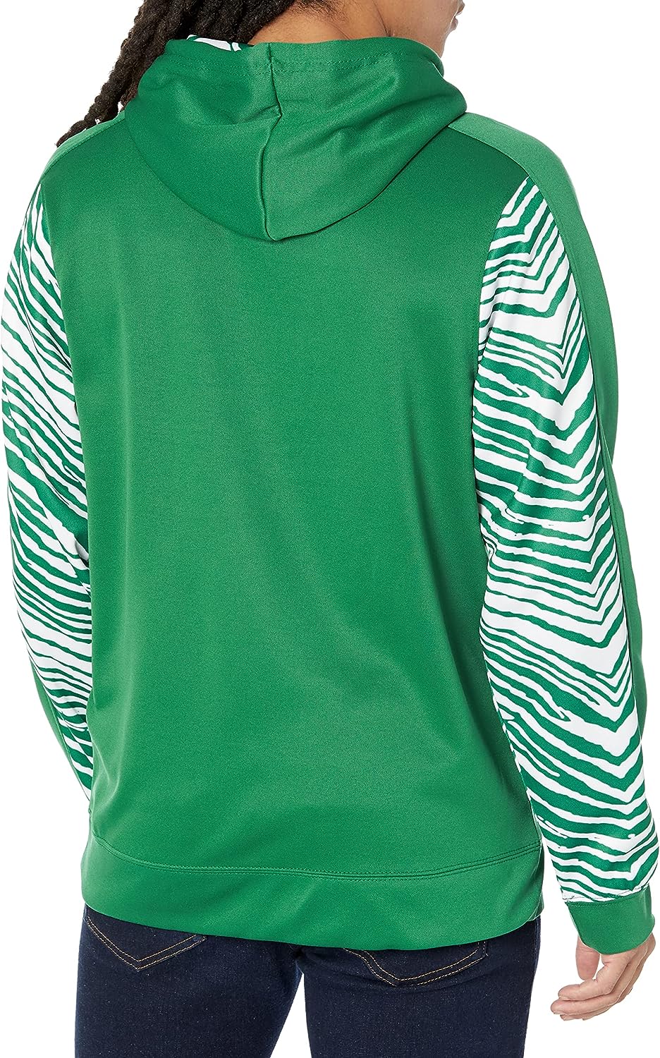 Zubaz NFL Men's New York Jets Team Color with Zebra Accents Pullover Hoodie, DEFECTIVE