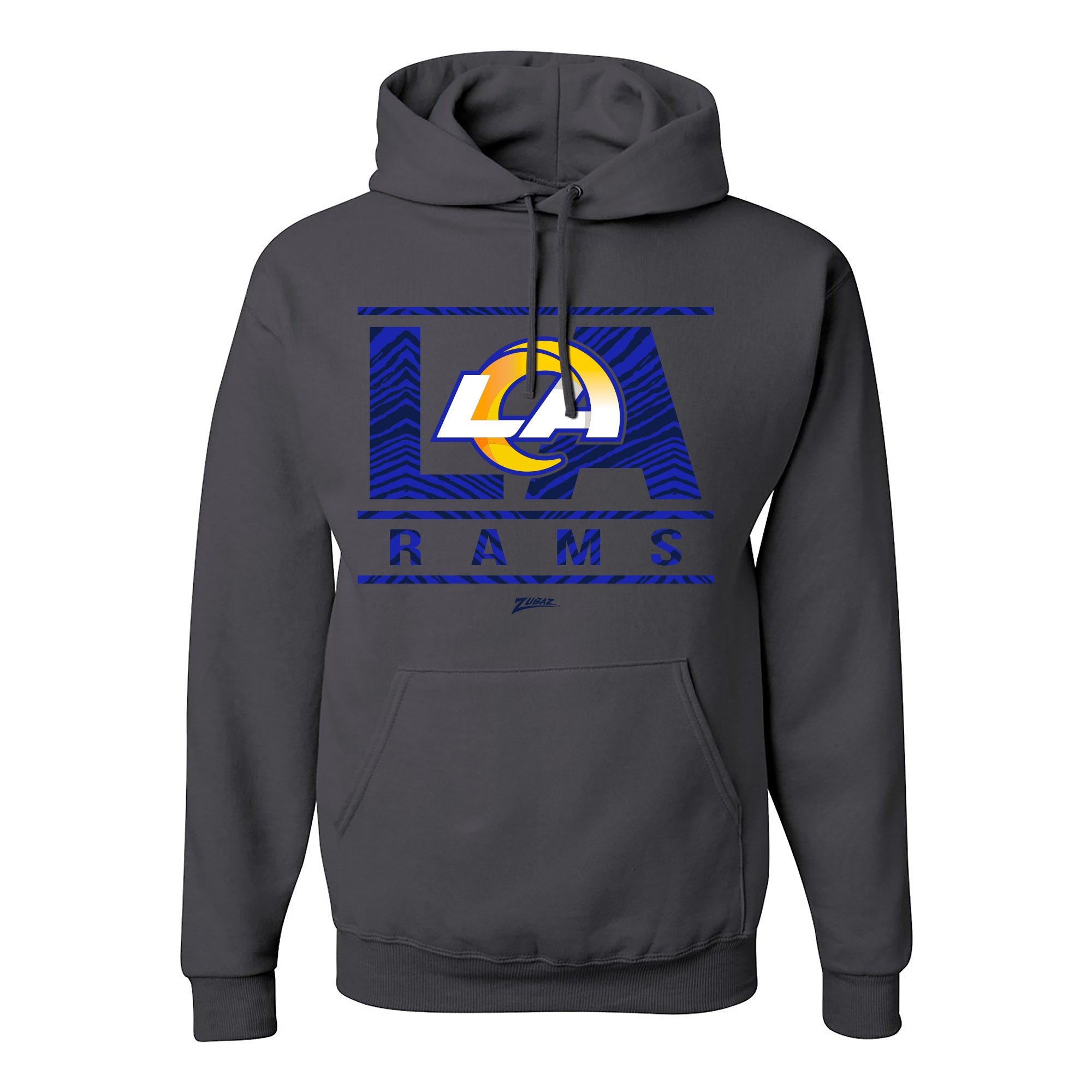 Zubaz NFL Los Angeles Rams Unisex Pullover Fleece Hoodie for Adult Men and Women, Z2C Goal Line, Charcoal