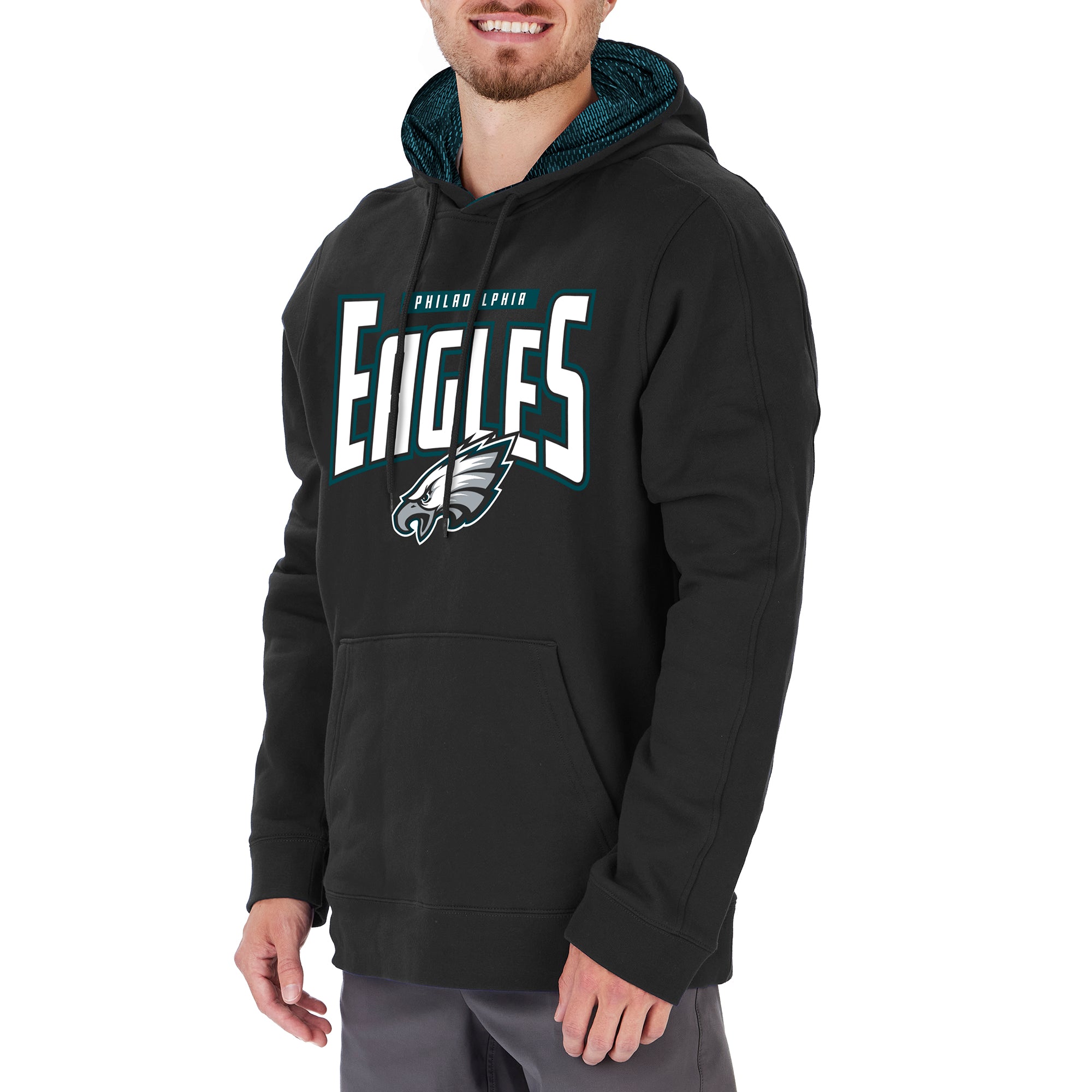 Zubaz NFL MENS PHILADELPHIA EAGLES SOLID PINE NEEDLE GREEN HOOD W/ PINE NEEDLE GREEN/BLACK VIPER HOOD LINER Medium