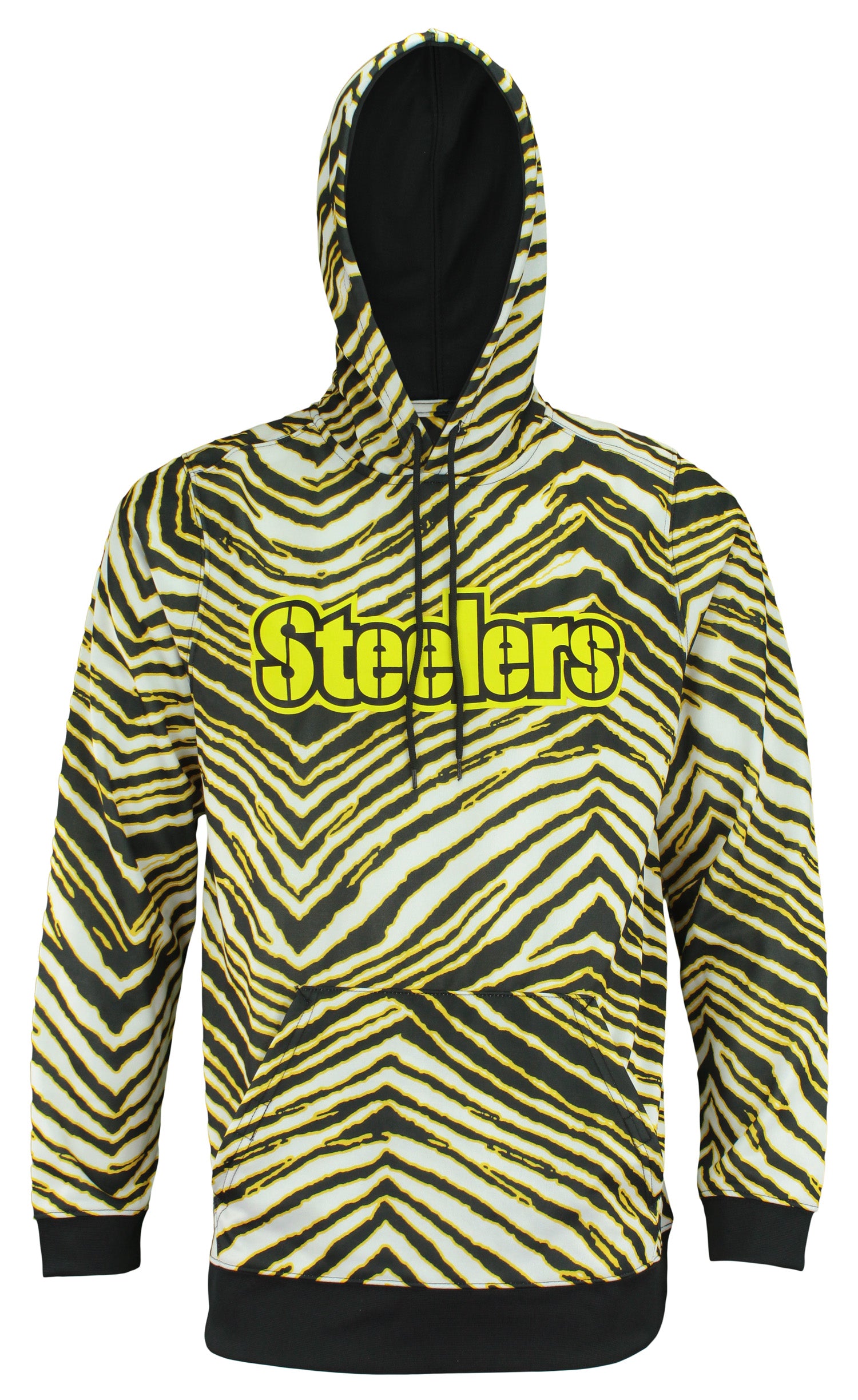 Zubaz NFL Football Men's Pittsburgh Steelers Zebra Print Touchdown Hoodie Large