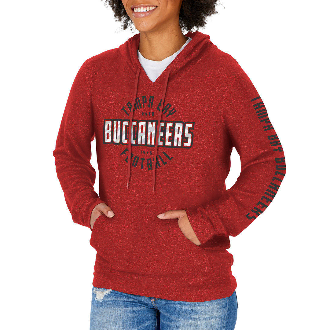 Zubaz NFL Women's Tampa Bay Buccaneers Marled Soft Pullover Hoodie