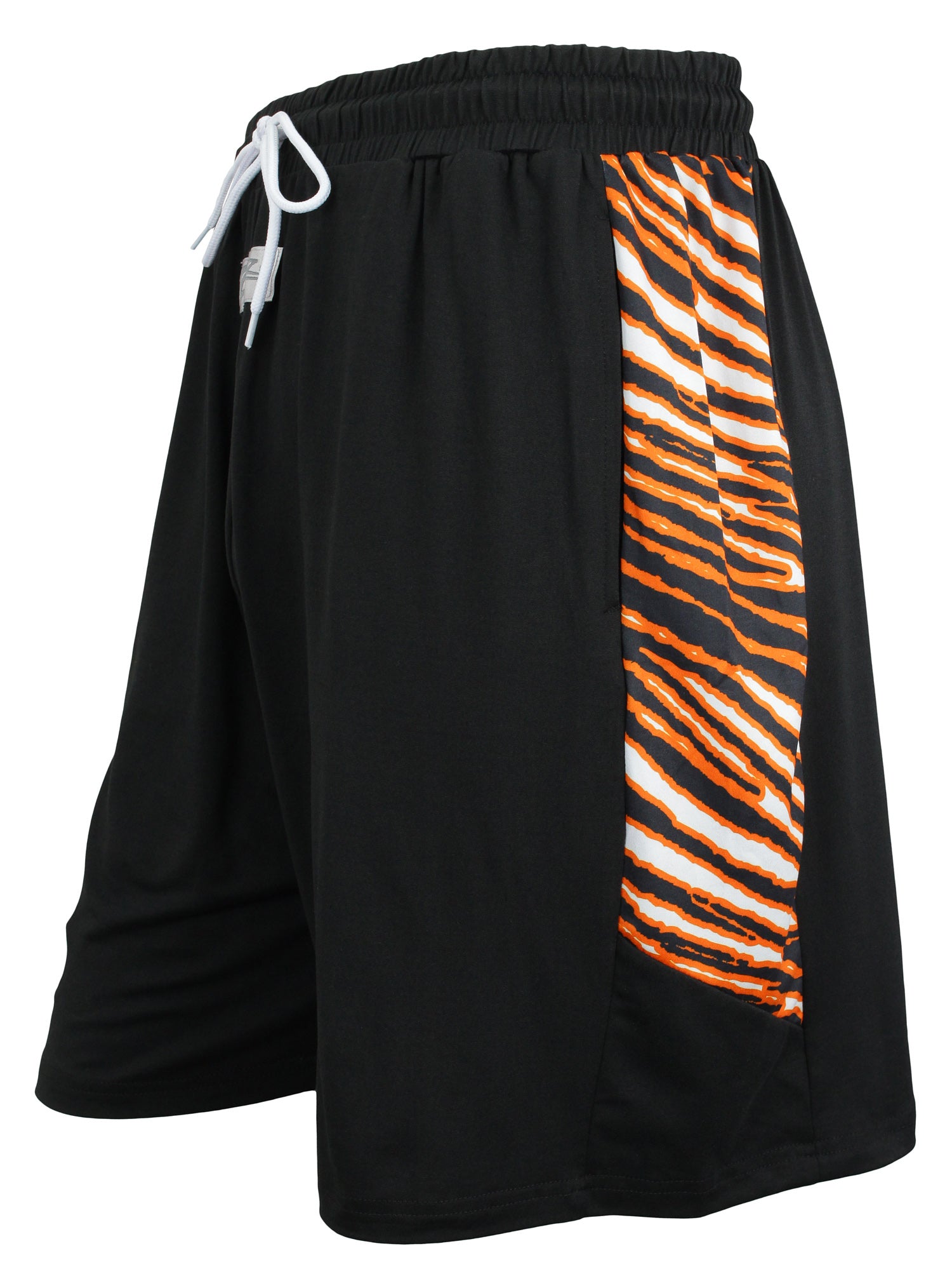 Zubaz NFL Men's Cincinnati Bengals Team Logo Zebra Side Seam Shorts, Black