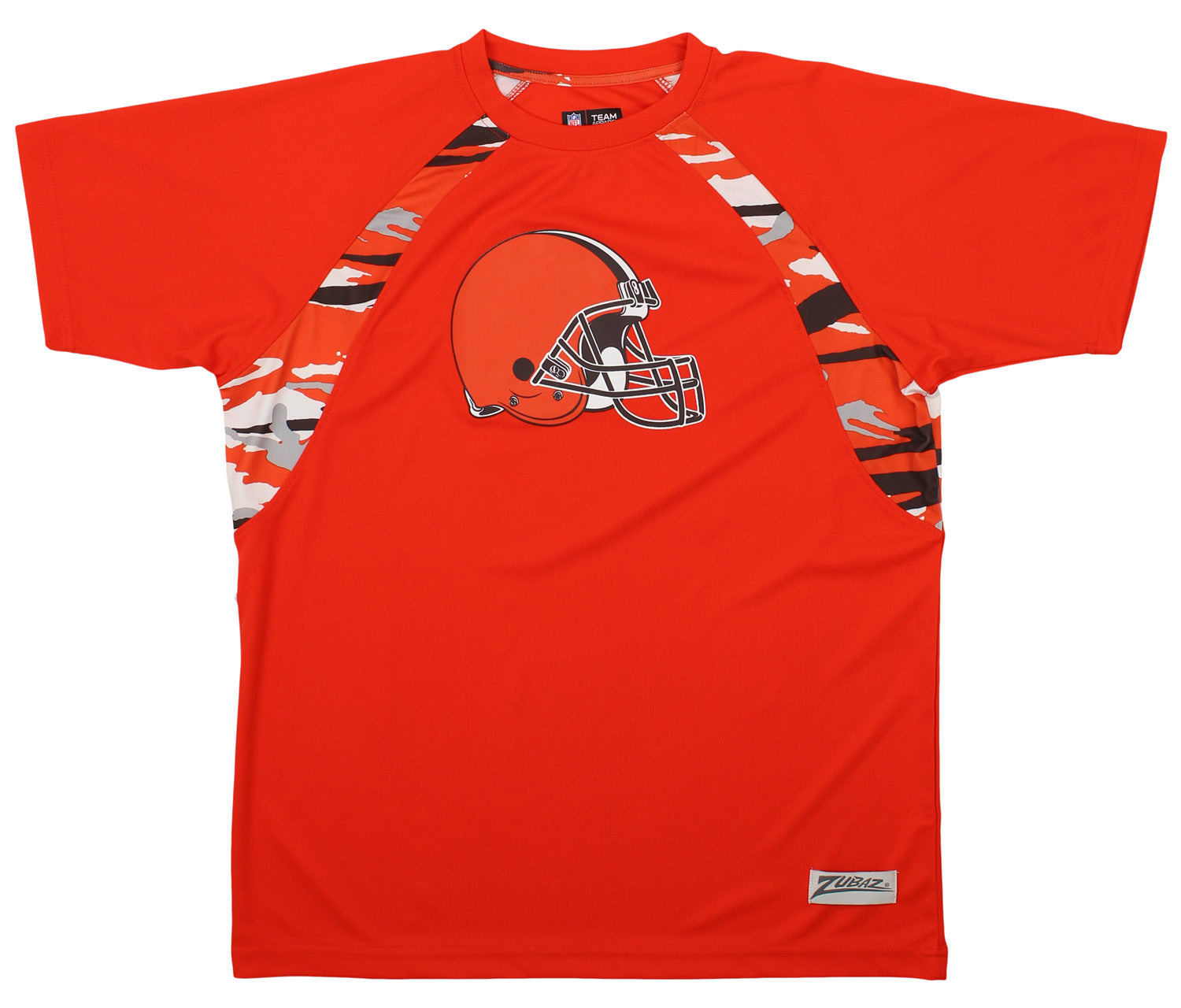 Zubaz NFL A-MD CLEV BRN FIRE REDBRN CAMO SOLID TEE