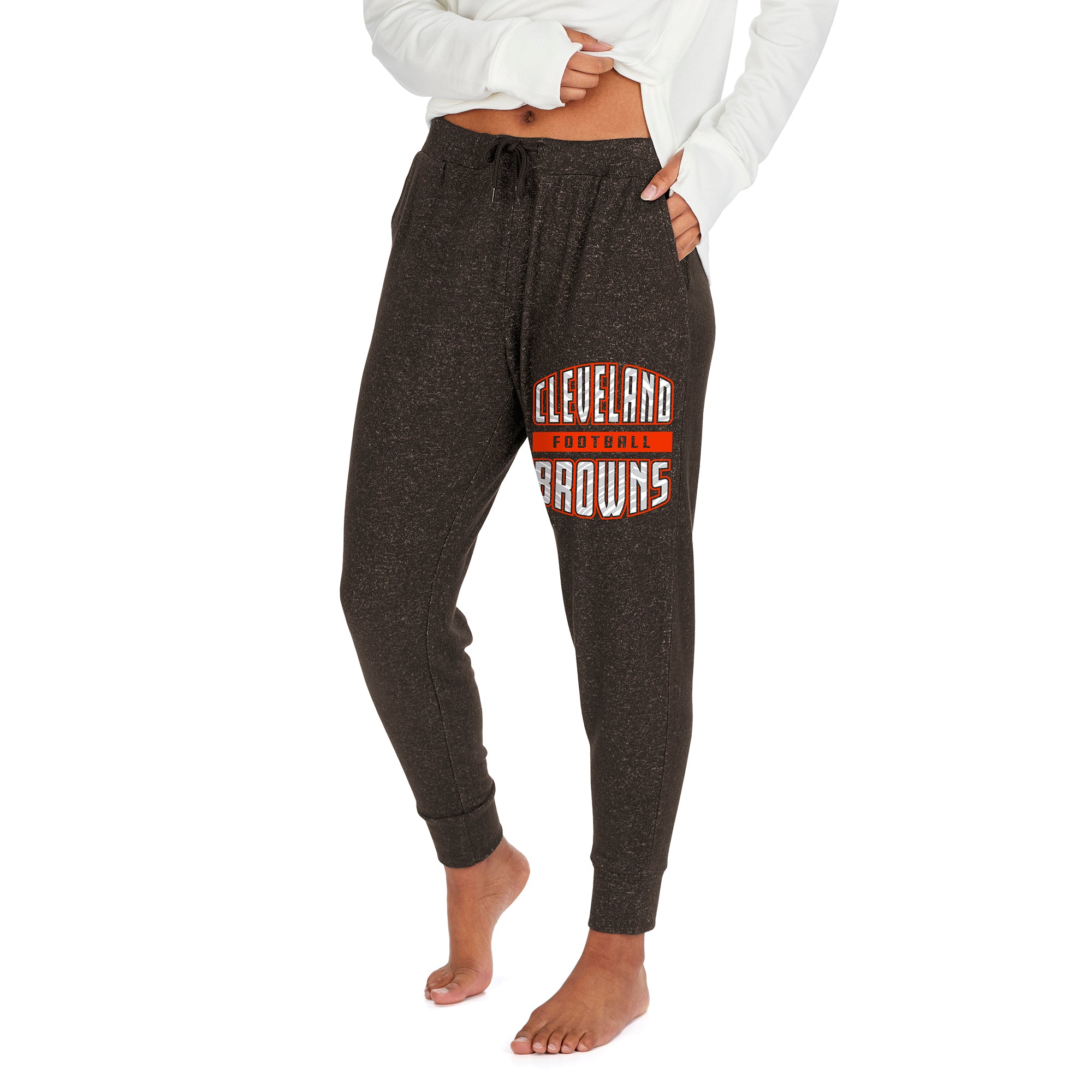 Zubaz Women's NFL Cleveland Browns Marled Lightweight Jogger Pant