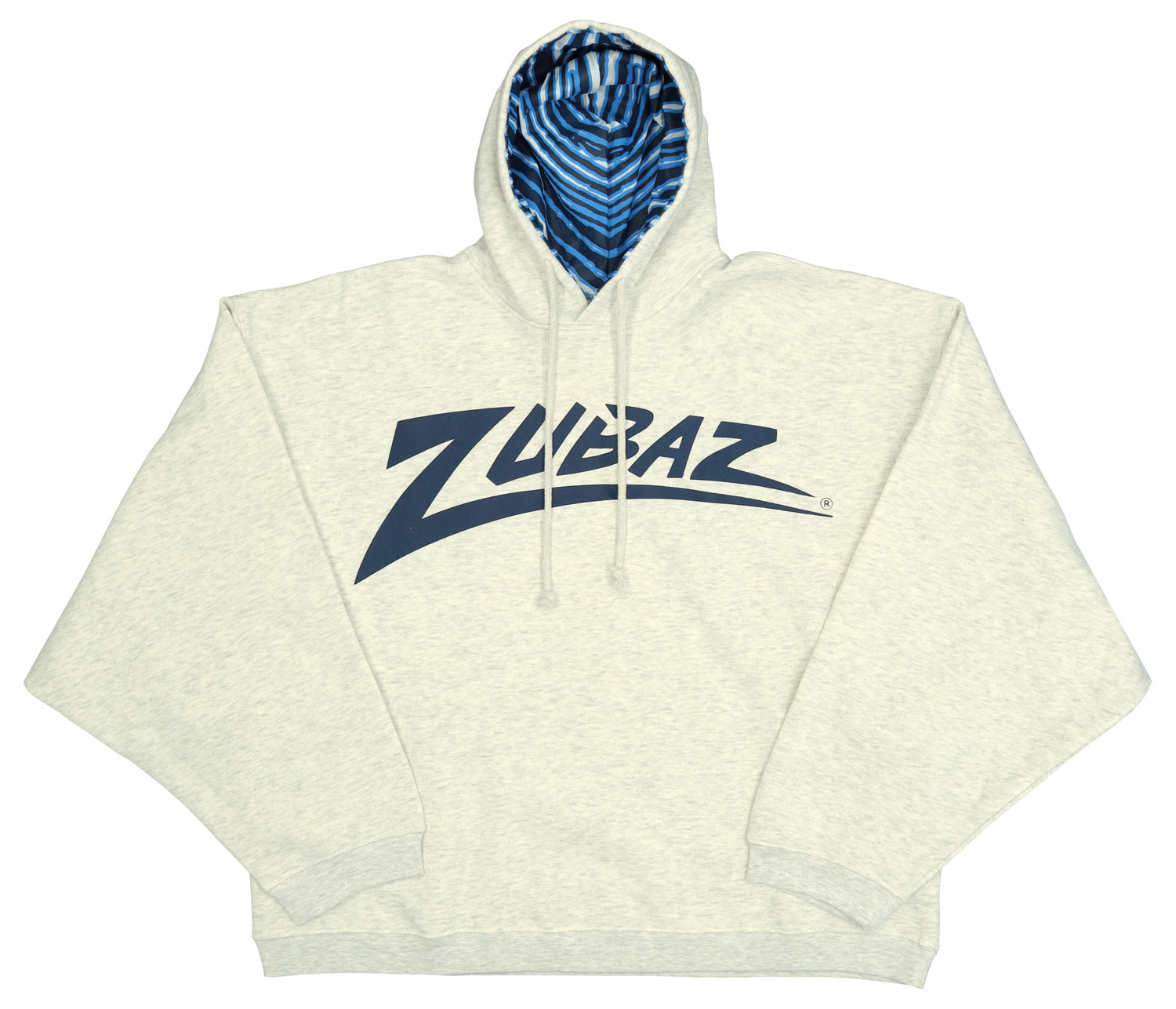 Zubaz 88 Men's Heather Gray Batwing Hoodie - NAVY/LIGHT BLUE ZEBRA