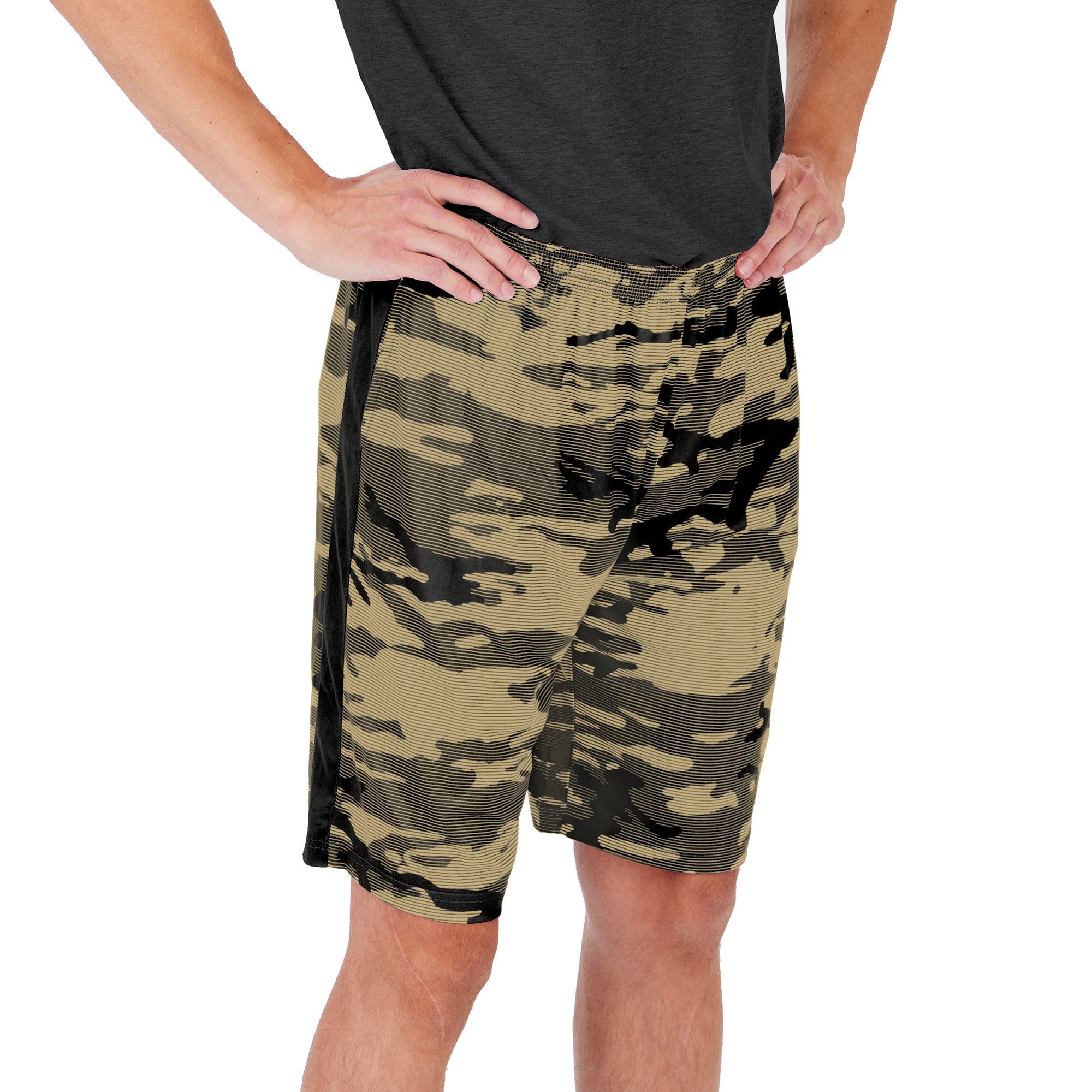 Zubaz Men's NFL New Orleans Saints Lightweight Camo Lines Shorts with Logo