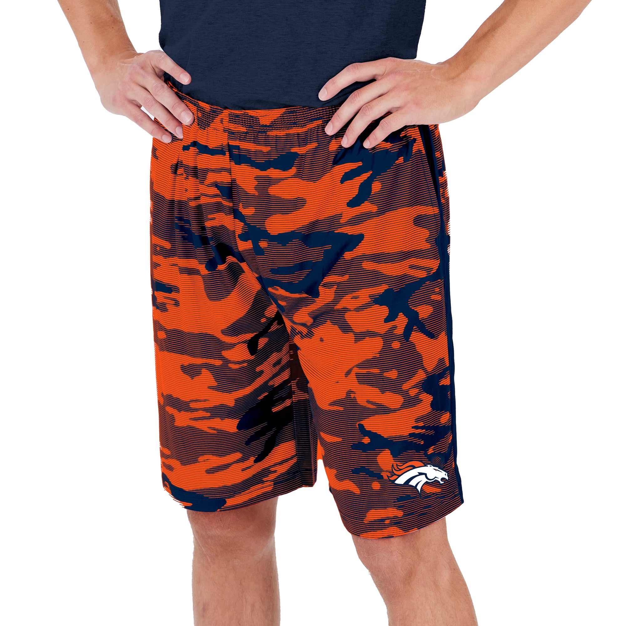 Zubaz Men's NFL Denver Broncos Lightweight Camo Lines Shorts with Logo