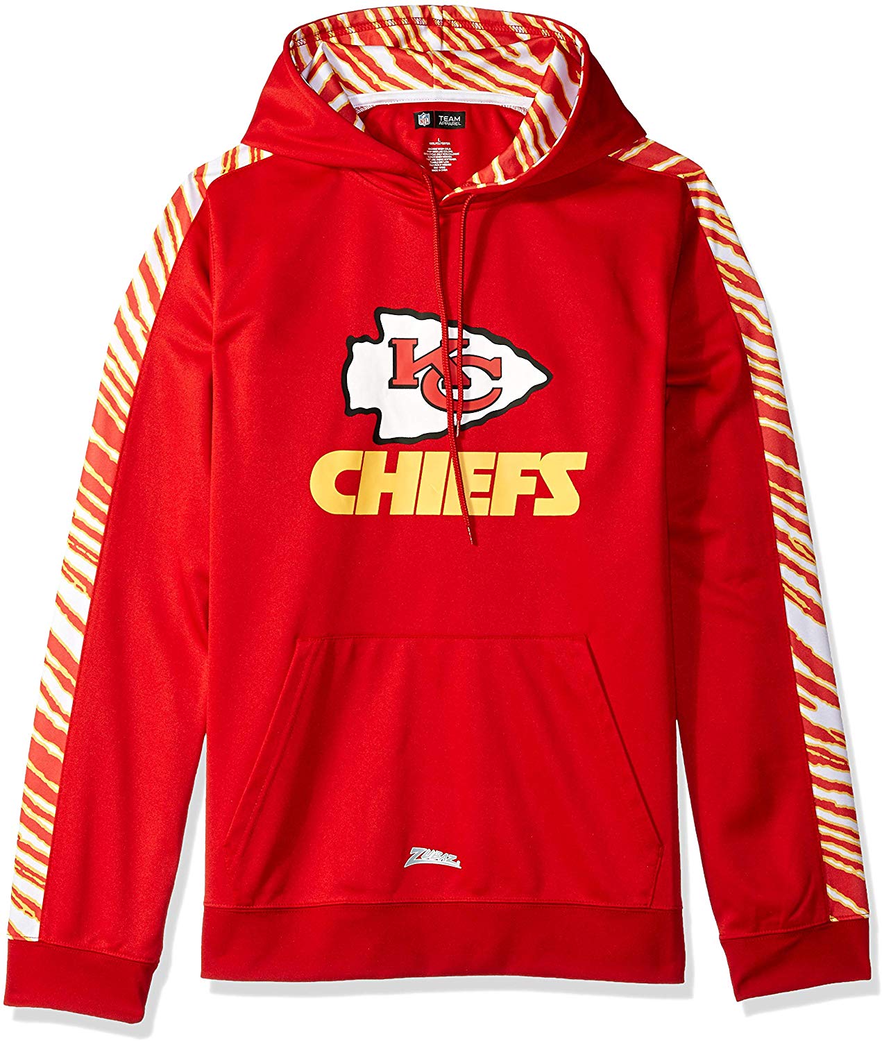 Zubaz NFL Football Men's Kansas City Chiefs Zebra Accent Solid Hoodie