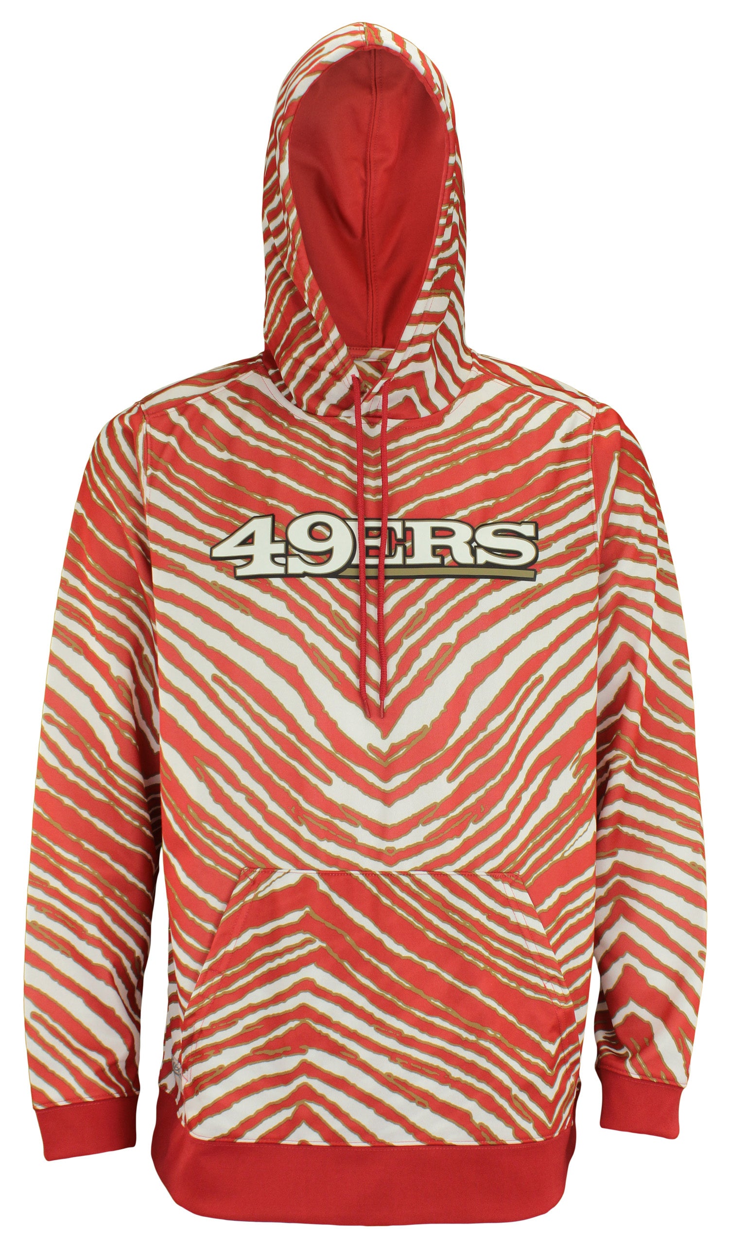 Zubaz NFL Football Men's San Francisco 49ers Zebra Print Touchdown Hoodie