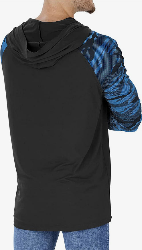 Zubaz Carolina Panthers NFL Men's Lightweight Hoodie with Team Camo Sleeves