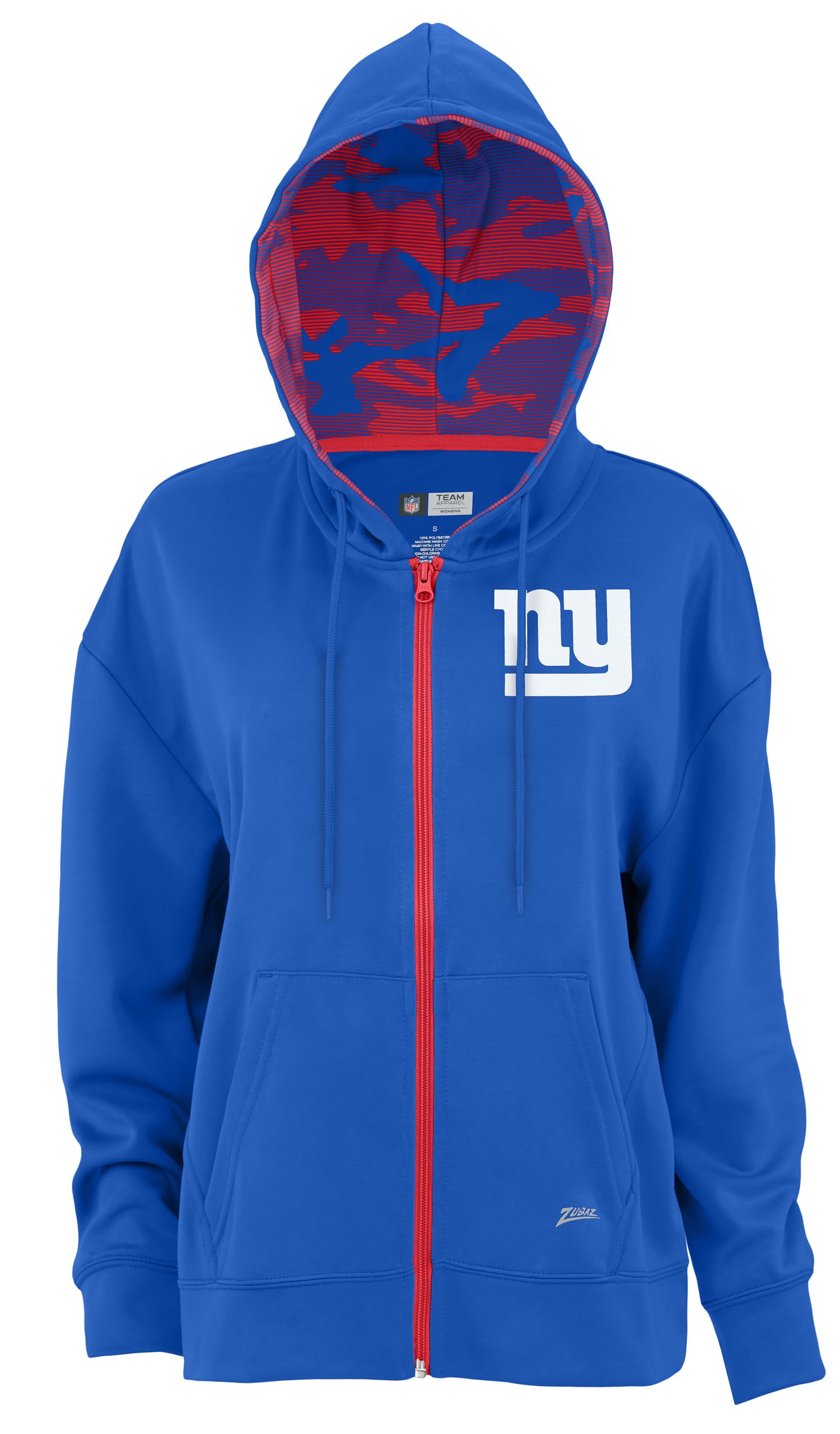 Zubaz NFL Women's Standard Full Zip Hoodie New York Giants