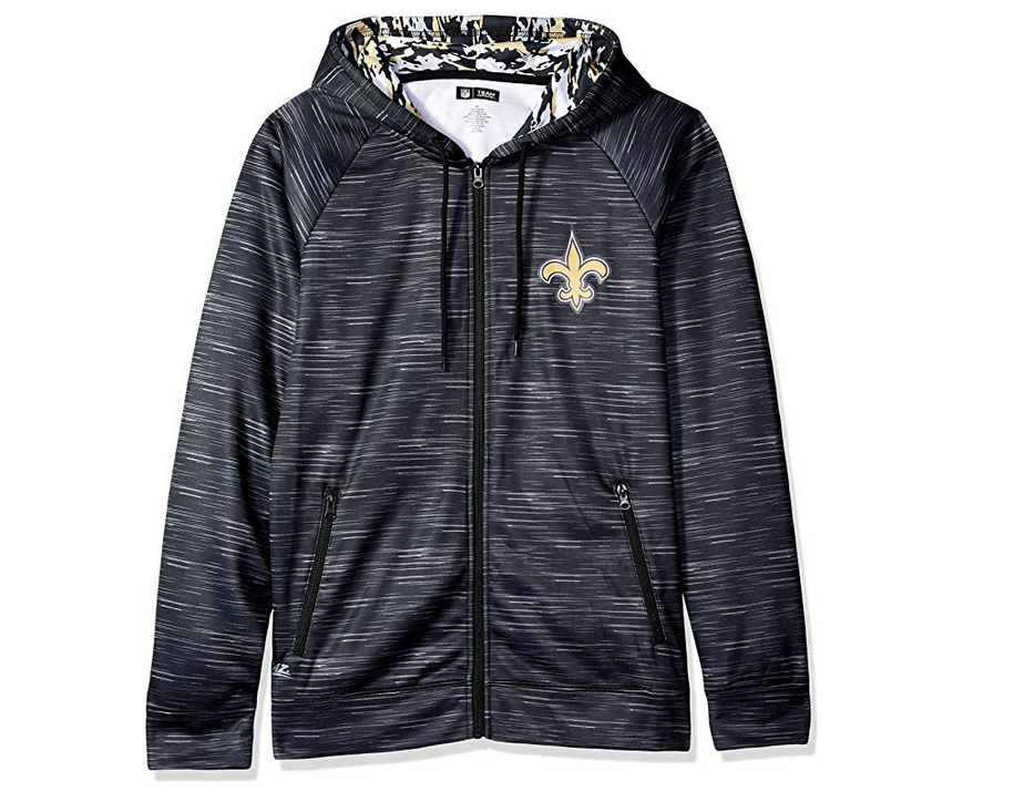 Zubaz Men's NFL New Orleans Saints Zip Up Hoodie With Camo Accents