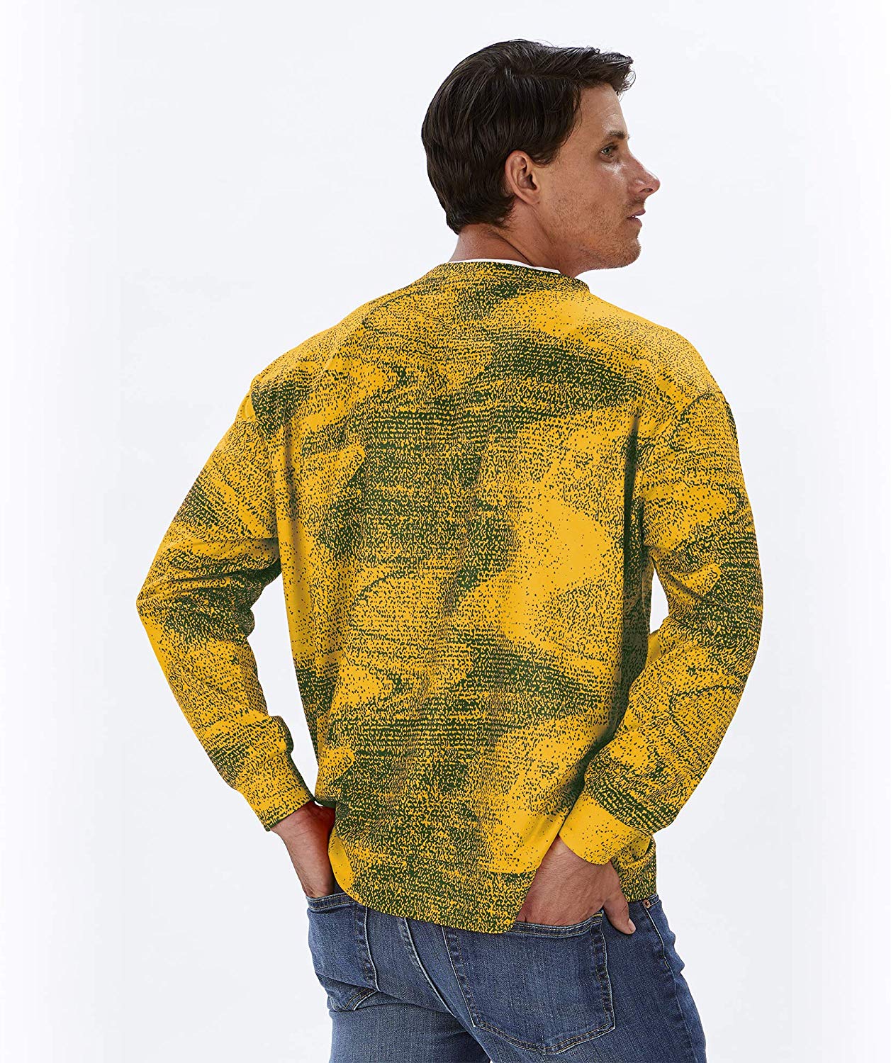 Zubaz NFL Football Men's Green Bay Packers Static Crew Neck Sweatshirt