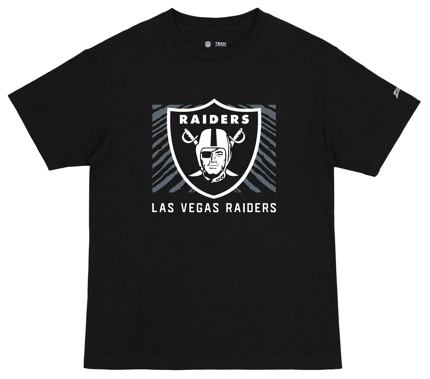 Zubaz NFL Unisex Cotton Heavyweight Short Sleeve T-shirt Black With Grey Tonal Tunnel Logo, Las Vegas Raiders