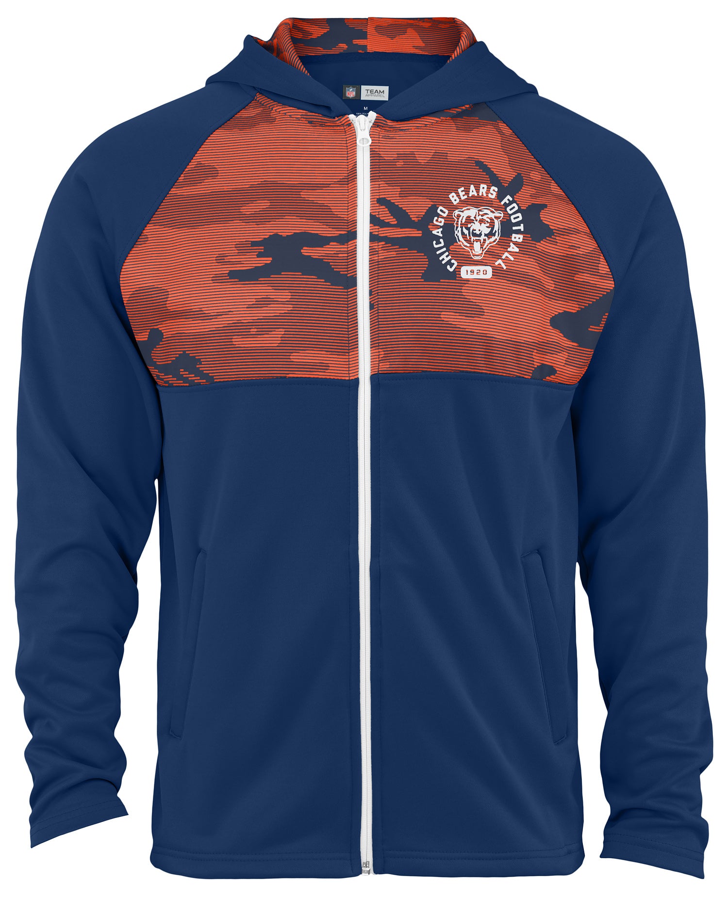 Zubaz NFL Men's Standard Full Zip Hoodie With Yoke Chicago Bears