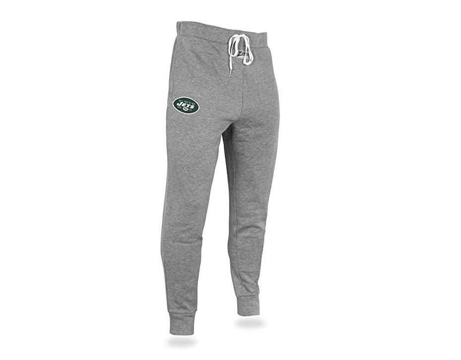 Zubaz NFL Men's New York Jets Solid Gray Team Logo Jogger Pants