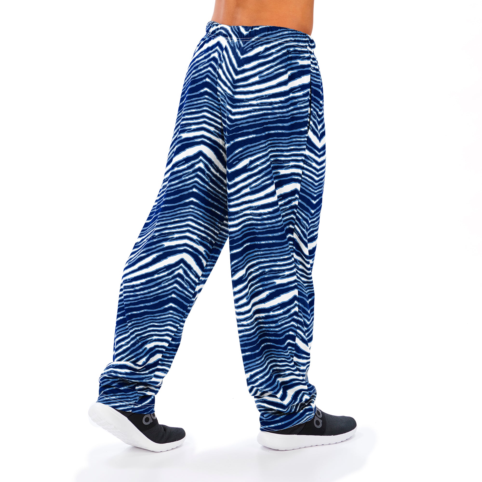 Zubaz Men's TENNESSEE TITANS NAVY/LIGHT BLUE ZEBRA PANT LEFT HIP LOGO