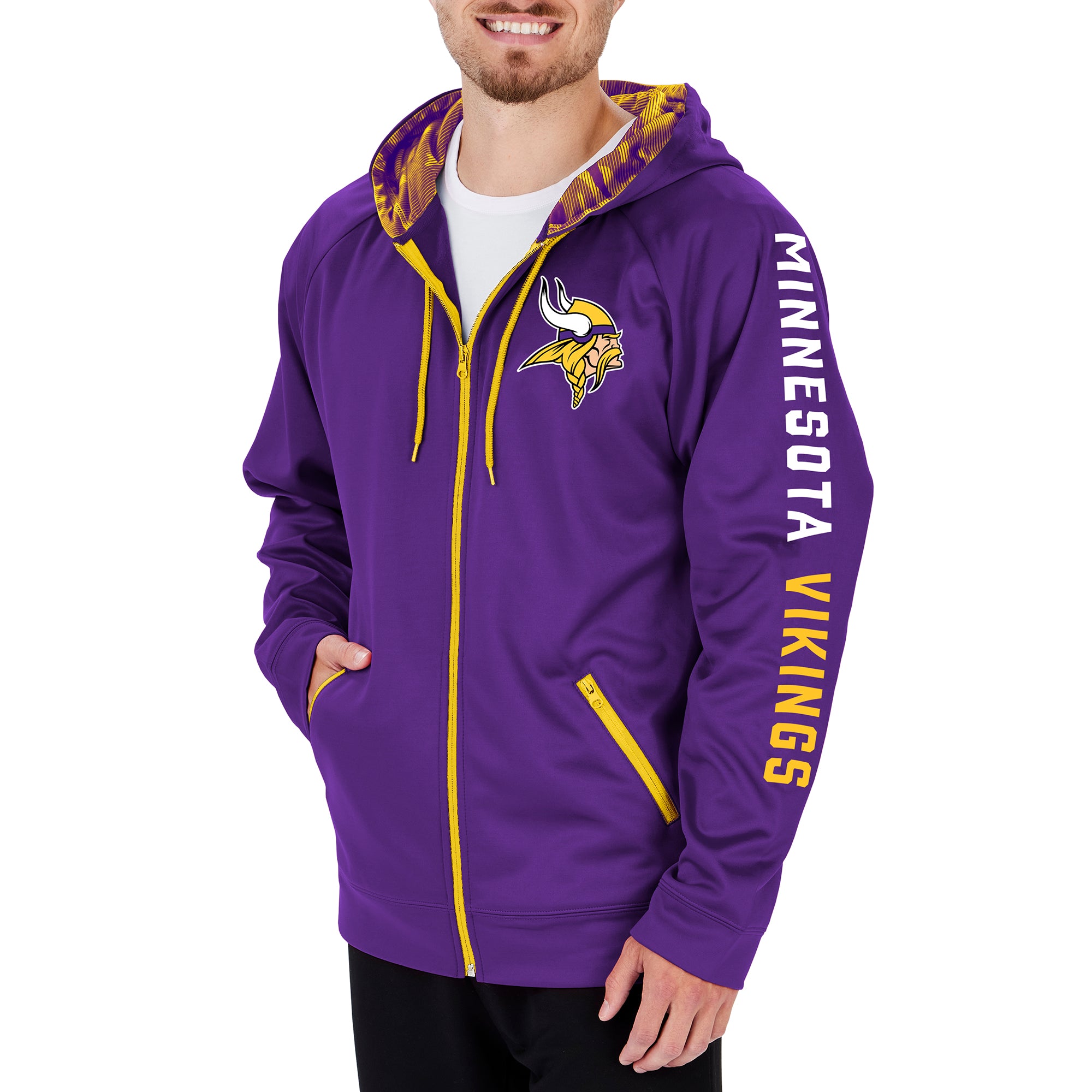 Zubaz Men's NFL Minnesota Vikings Full Zip Camo Hoodie